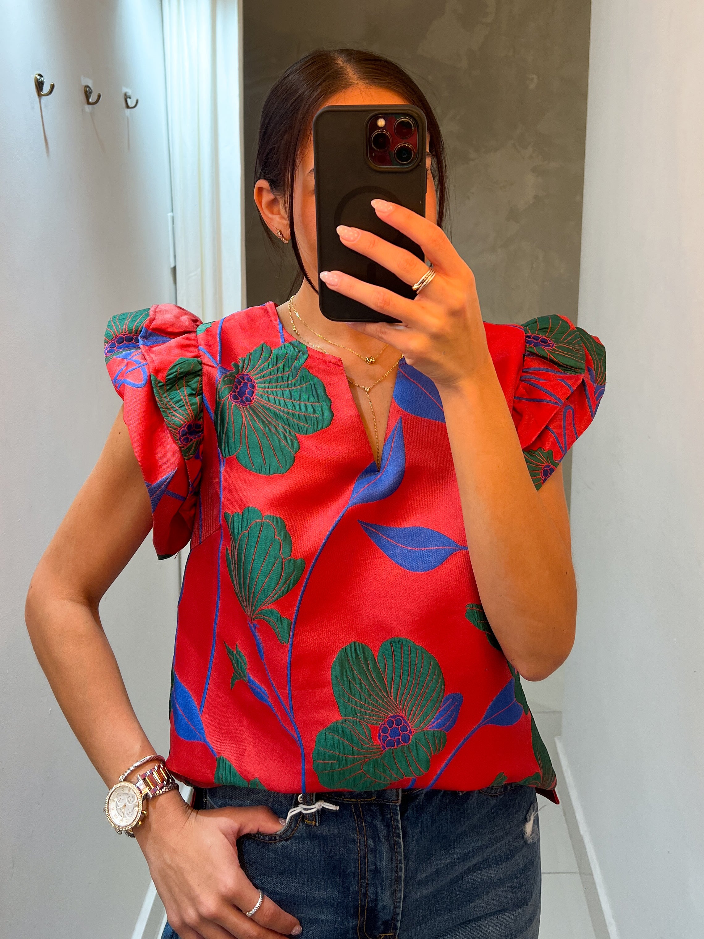 ERIKA TEXTURED FLOWER PRINT BLOUSE