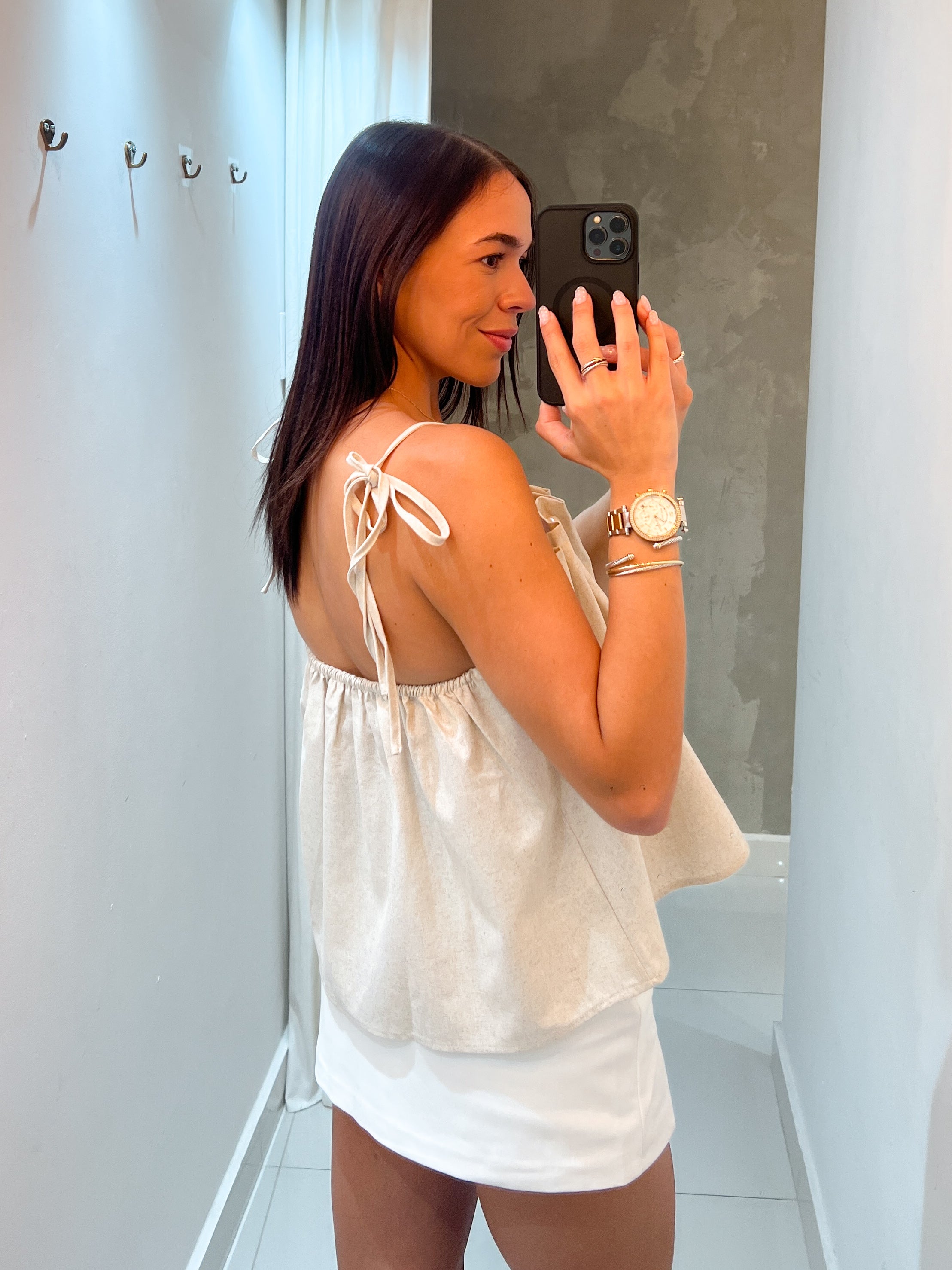 IVELISSE EMBELLISHED LINEN TOP