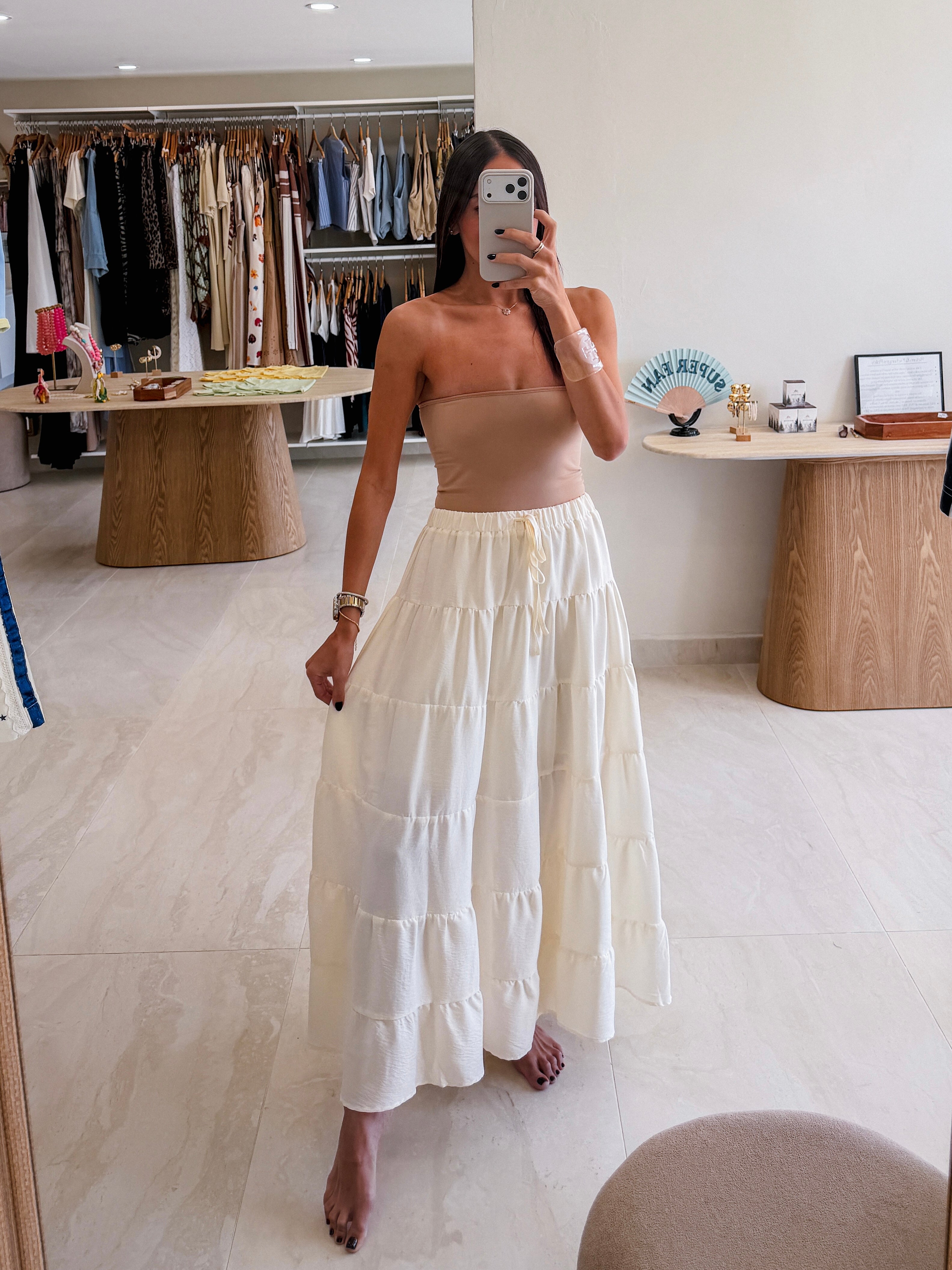 JUNE CREAM MAXI SKIRT