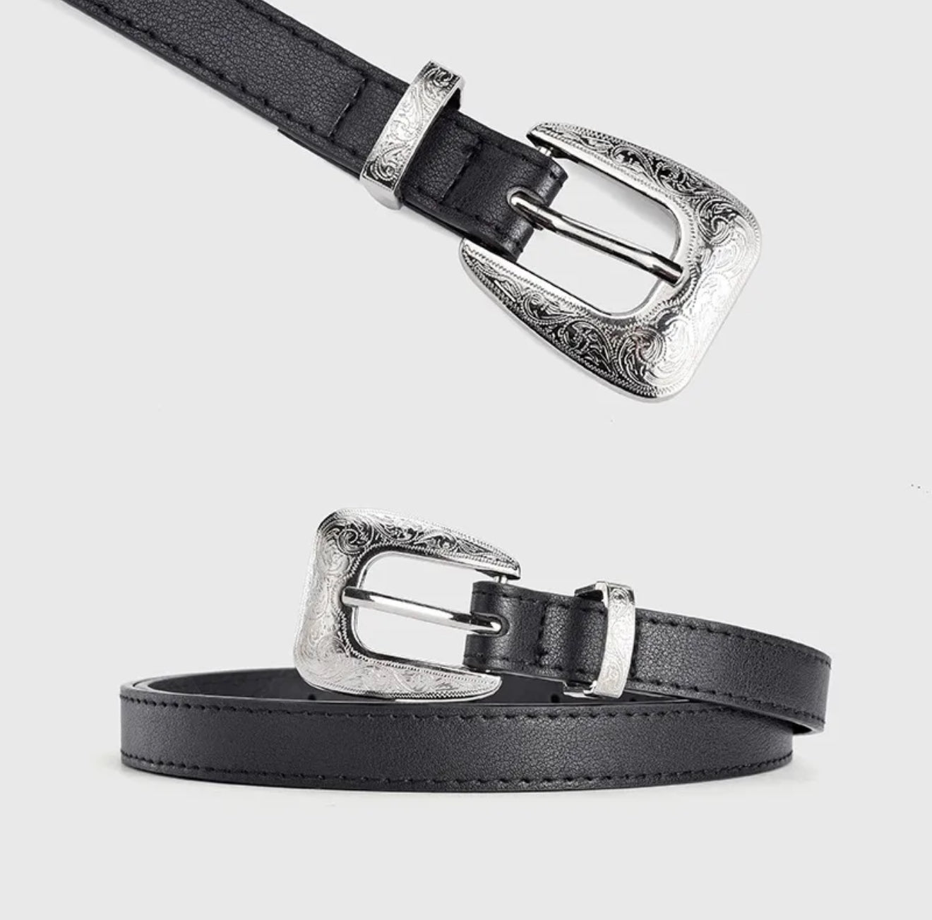 WESTERN BUCKLE PLEATHER BELT