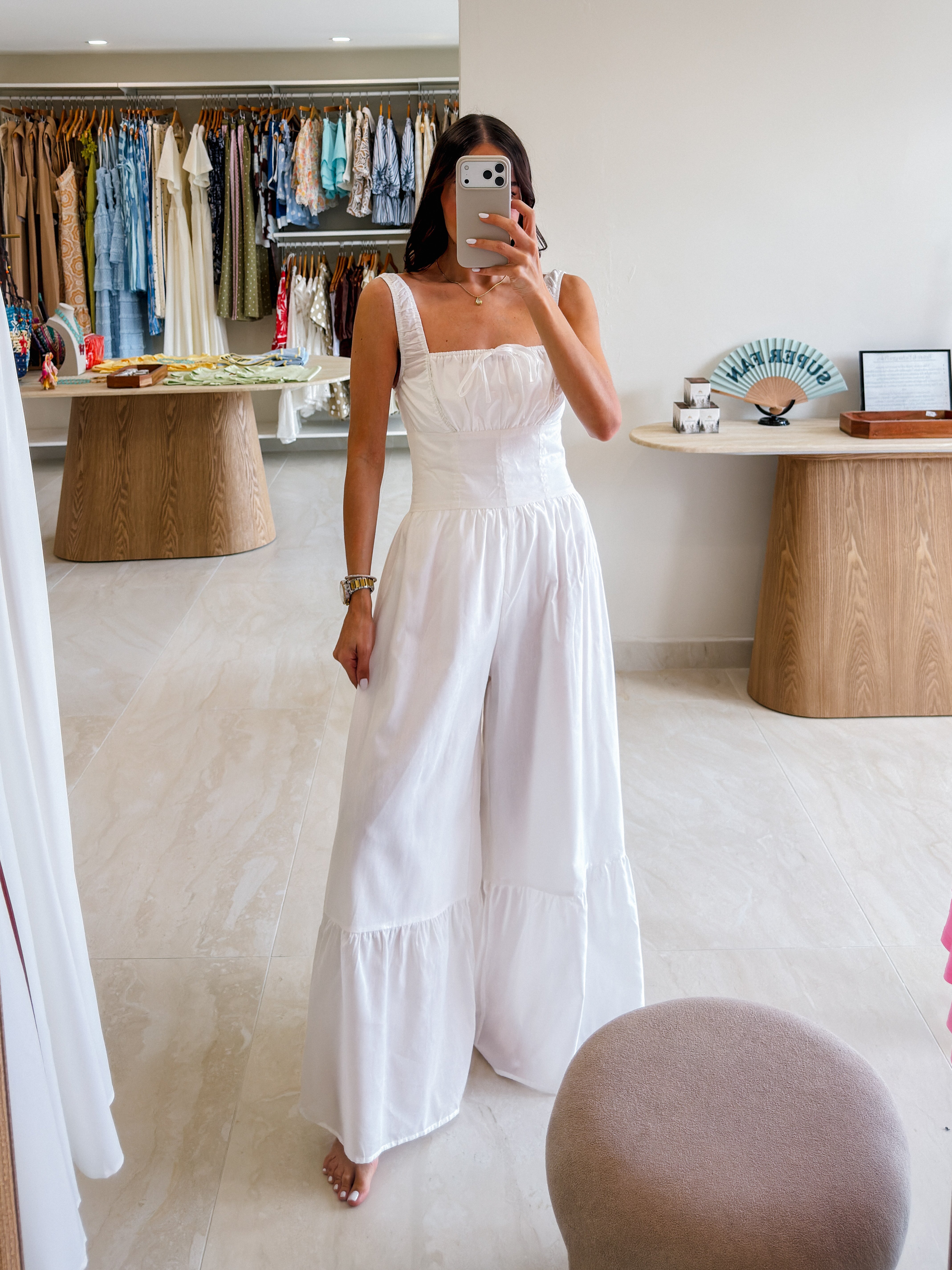 SQUARE NECK WIDE LEG WHITE JUMPSUIT