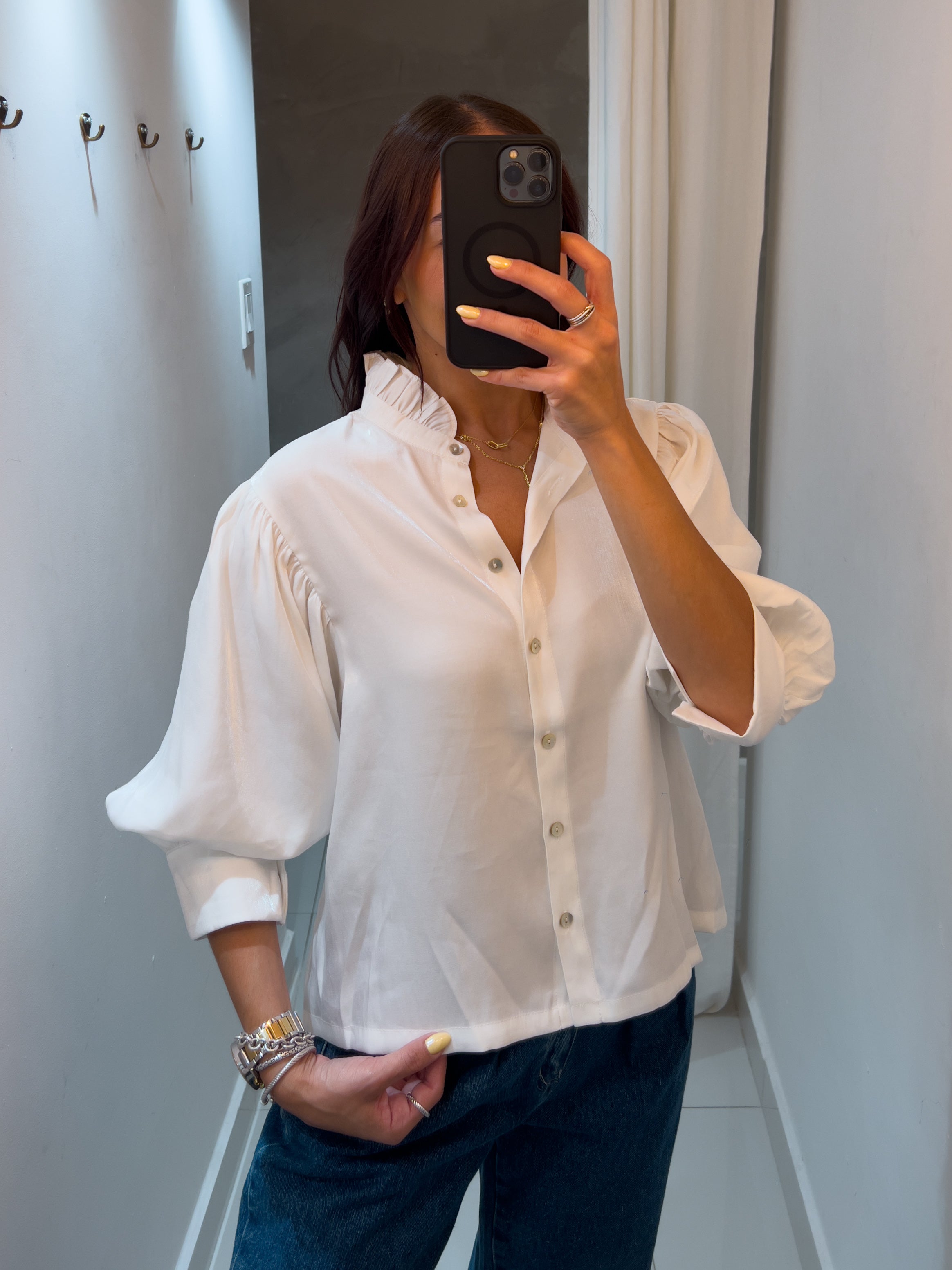 LOLA PUFF SLEEVE BLOUSE IN WHITE