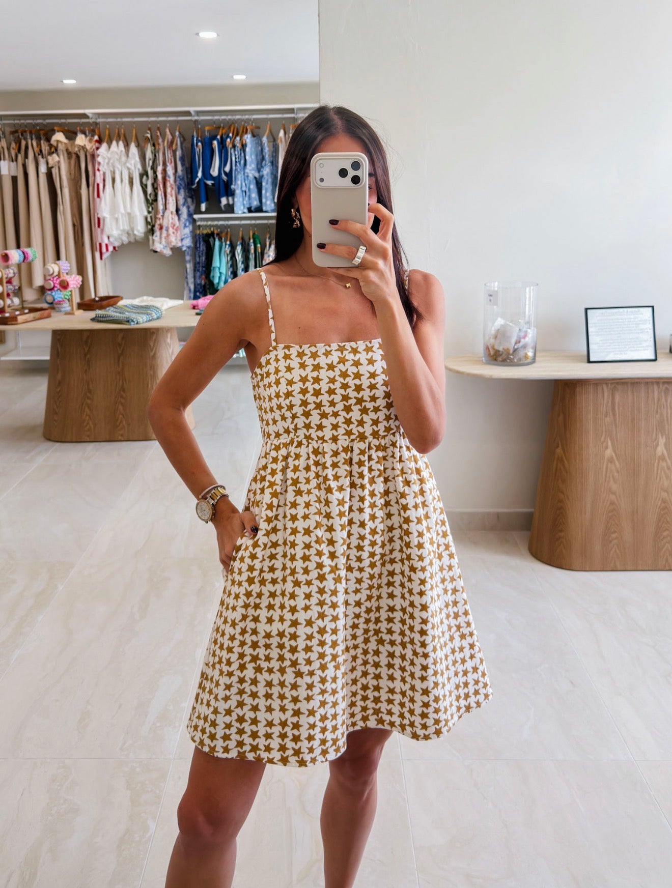 STELLA STAR PRINT DENIM DRESS