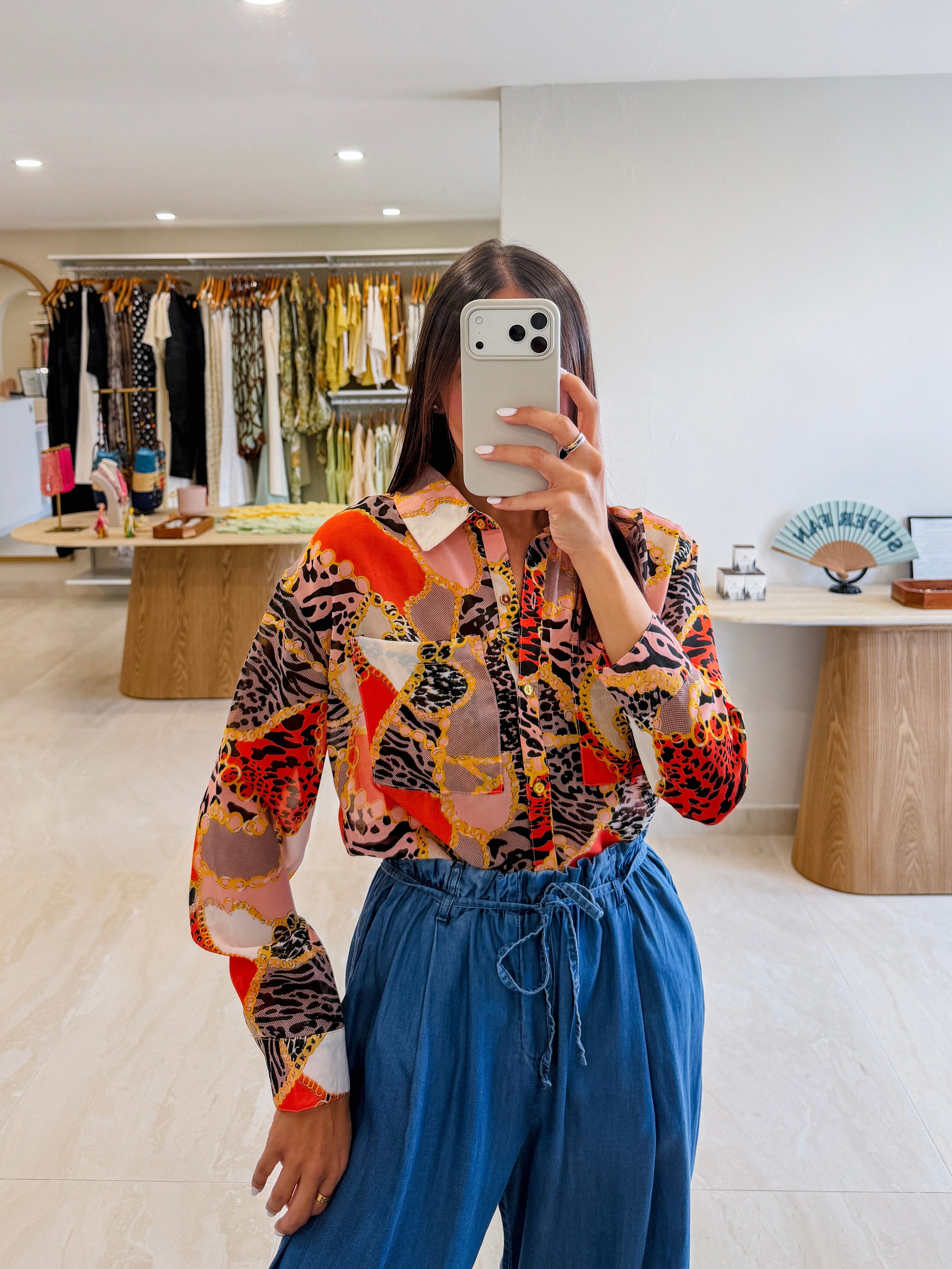JUNE LONG SLEEVE MULTI PRINT BLOUSE