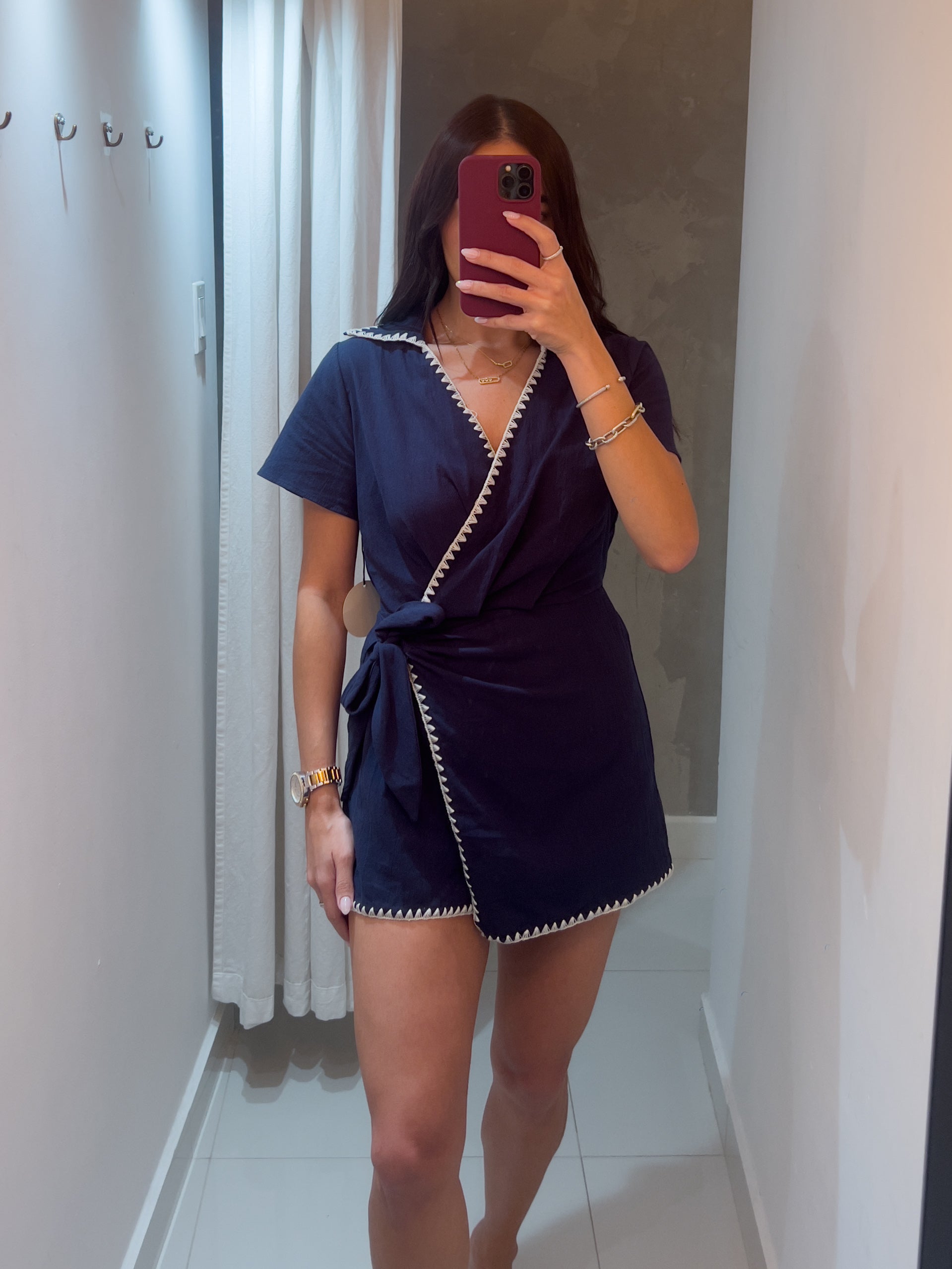 EMILIA EMBROIDERED WRAP ROMPER