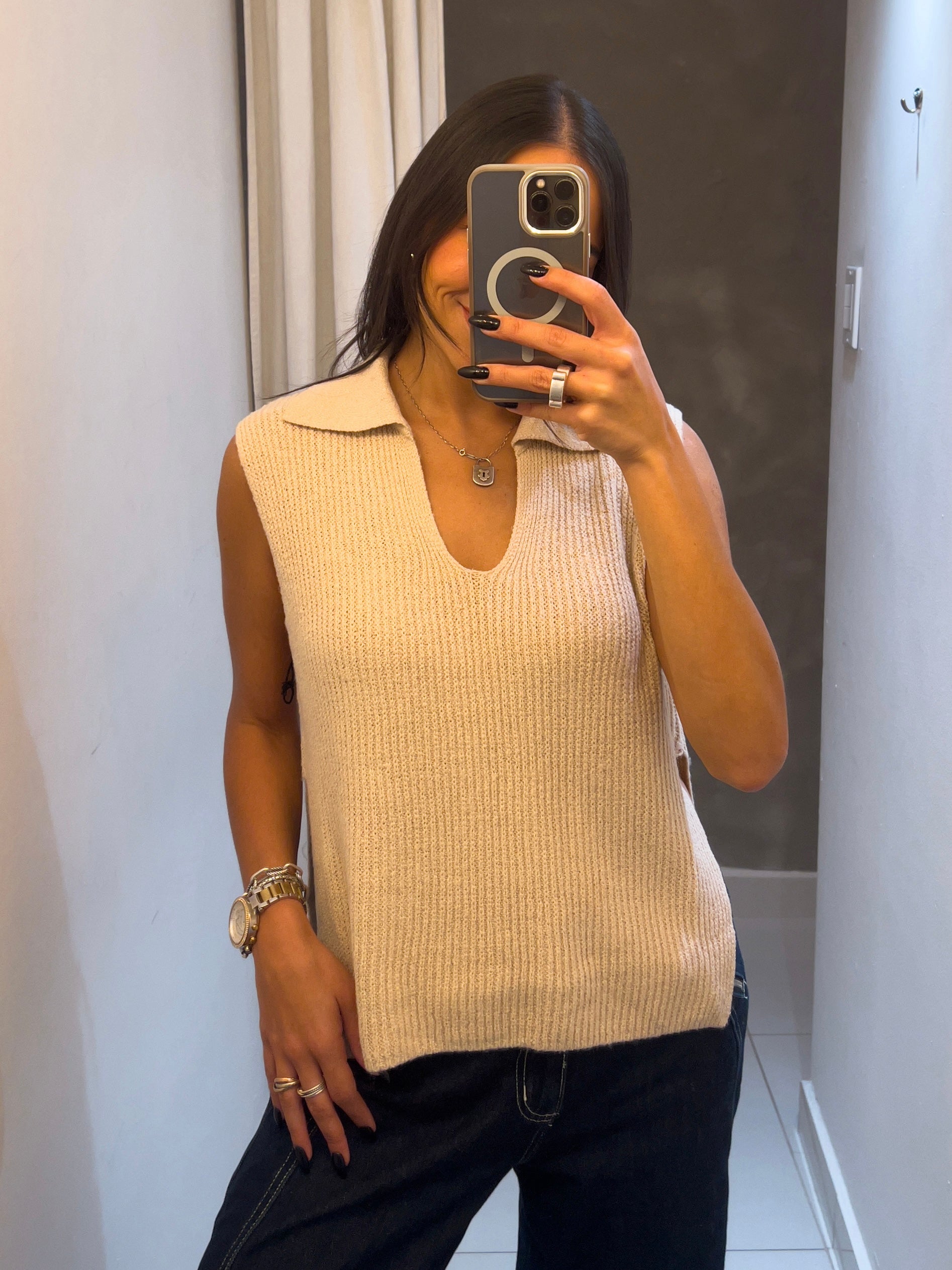 SYLVIE SWEATER VEST IN TAUPE