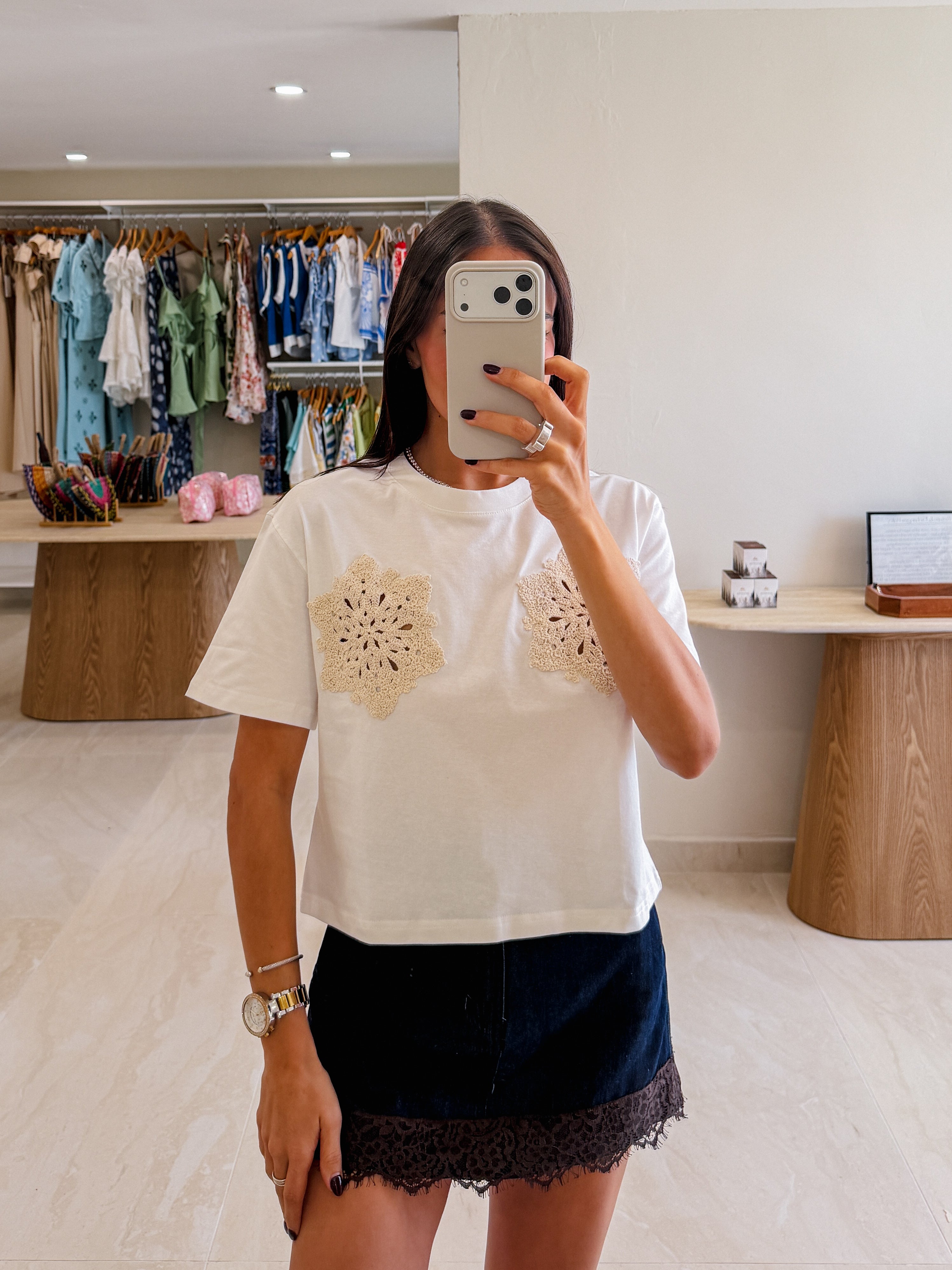 MAGGIE CROCHET DETAIL TEE