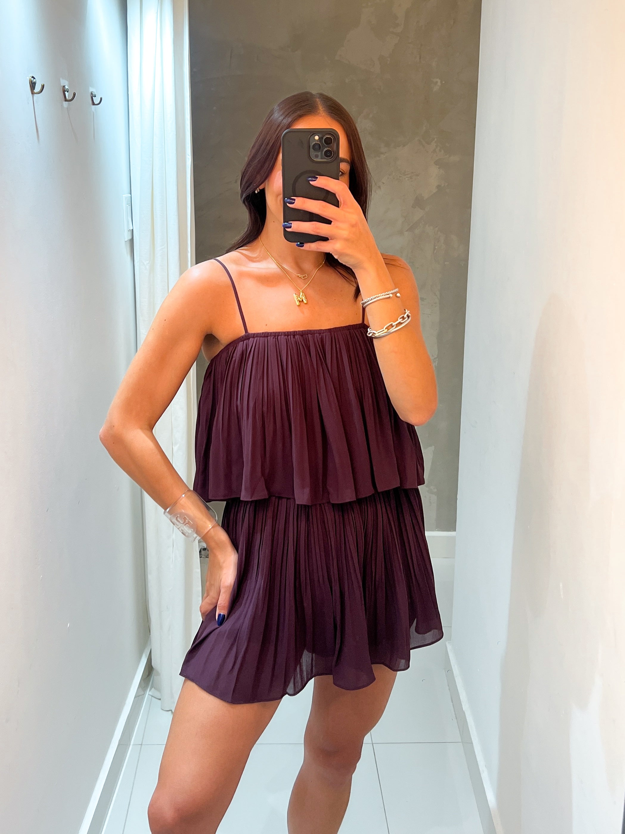 MARCELA PLEATED SANGRIA ROMPER