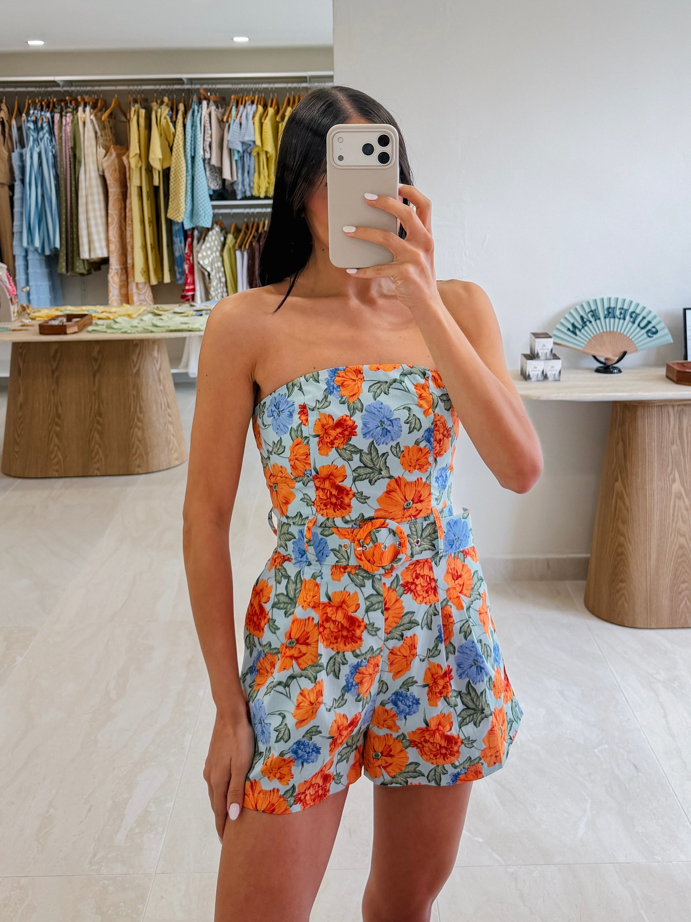 ISIS FLORAL ROMPER WITH BELT