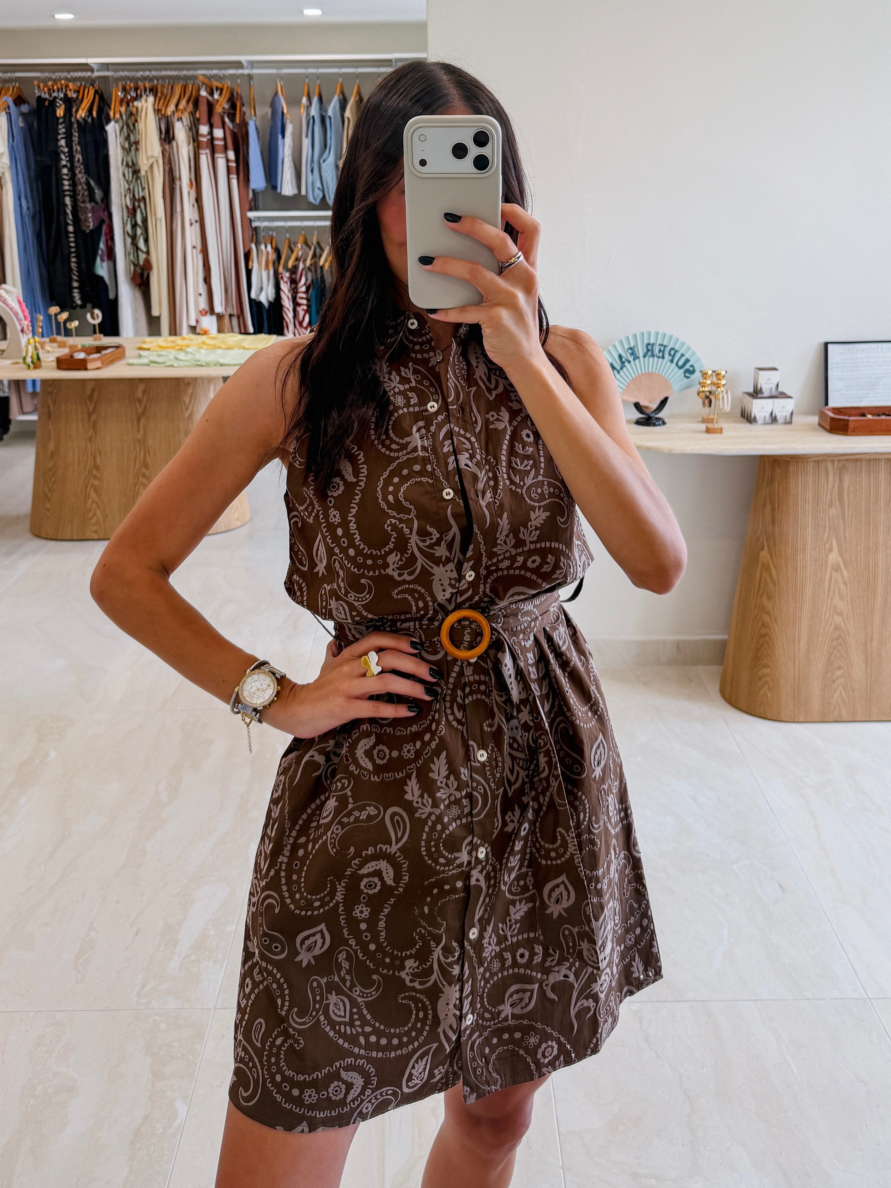 ESTHER BROWN EYELET DRESS