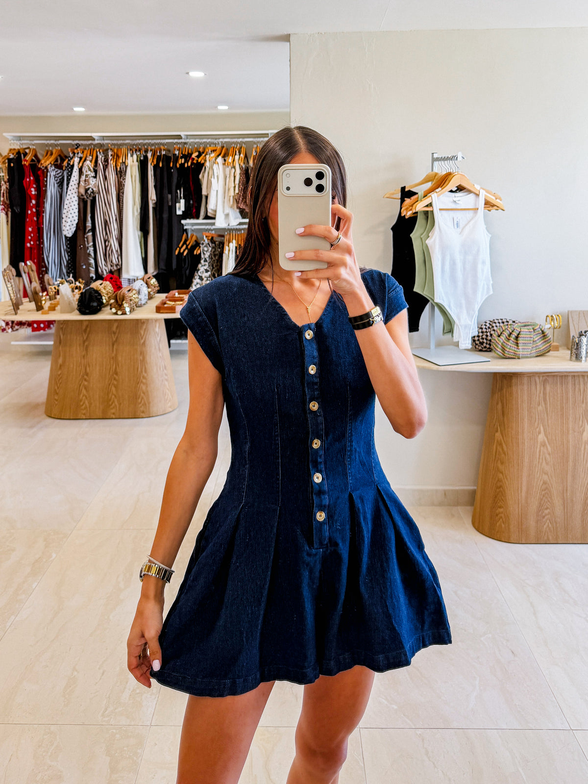 GRACE DARK DENIM ROMPER