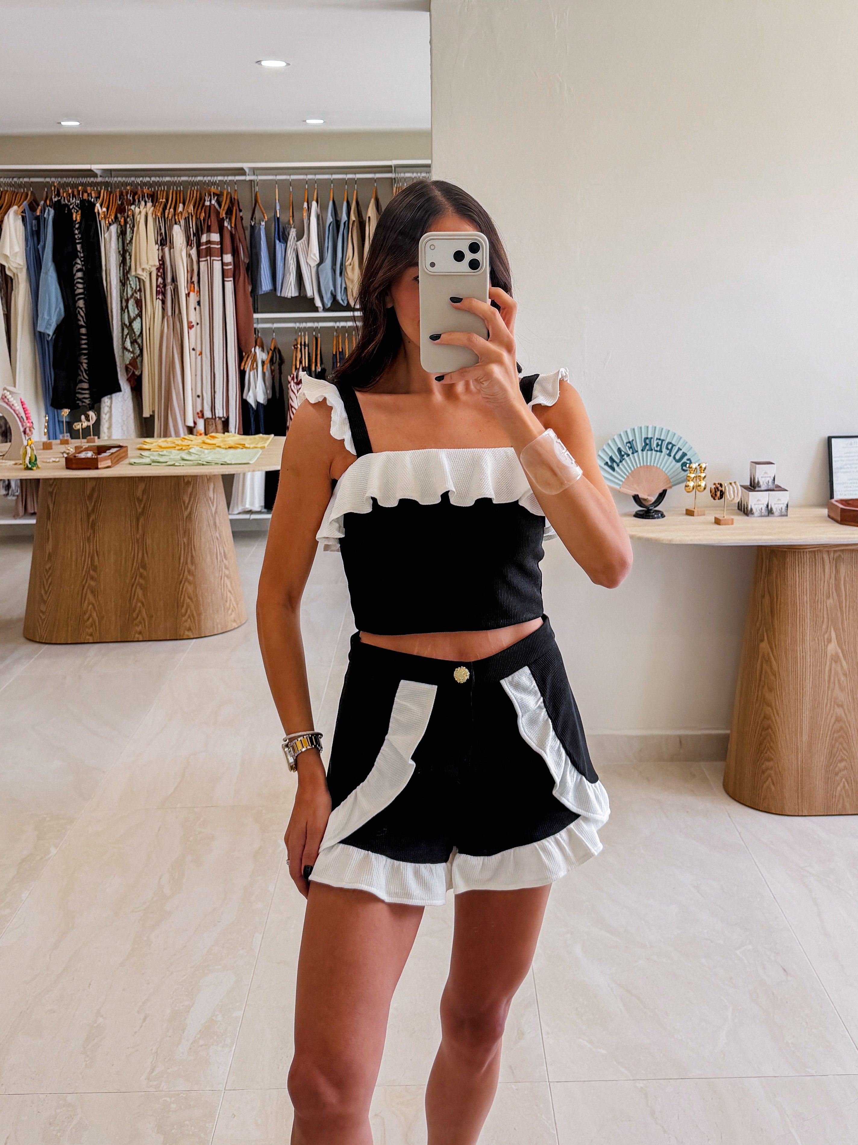 PETRA KNIT RUFFLE SHORTS SET