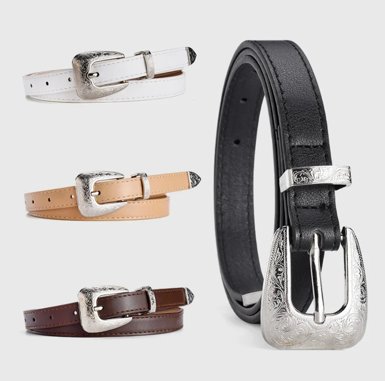 WESTERN BUCKLE PLEATHER BELT