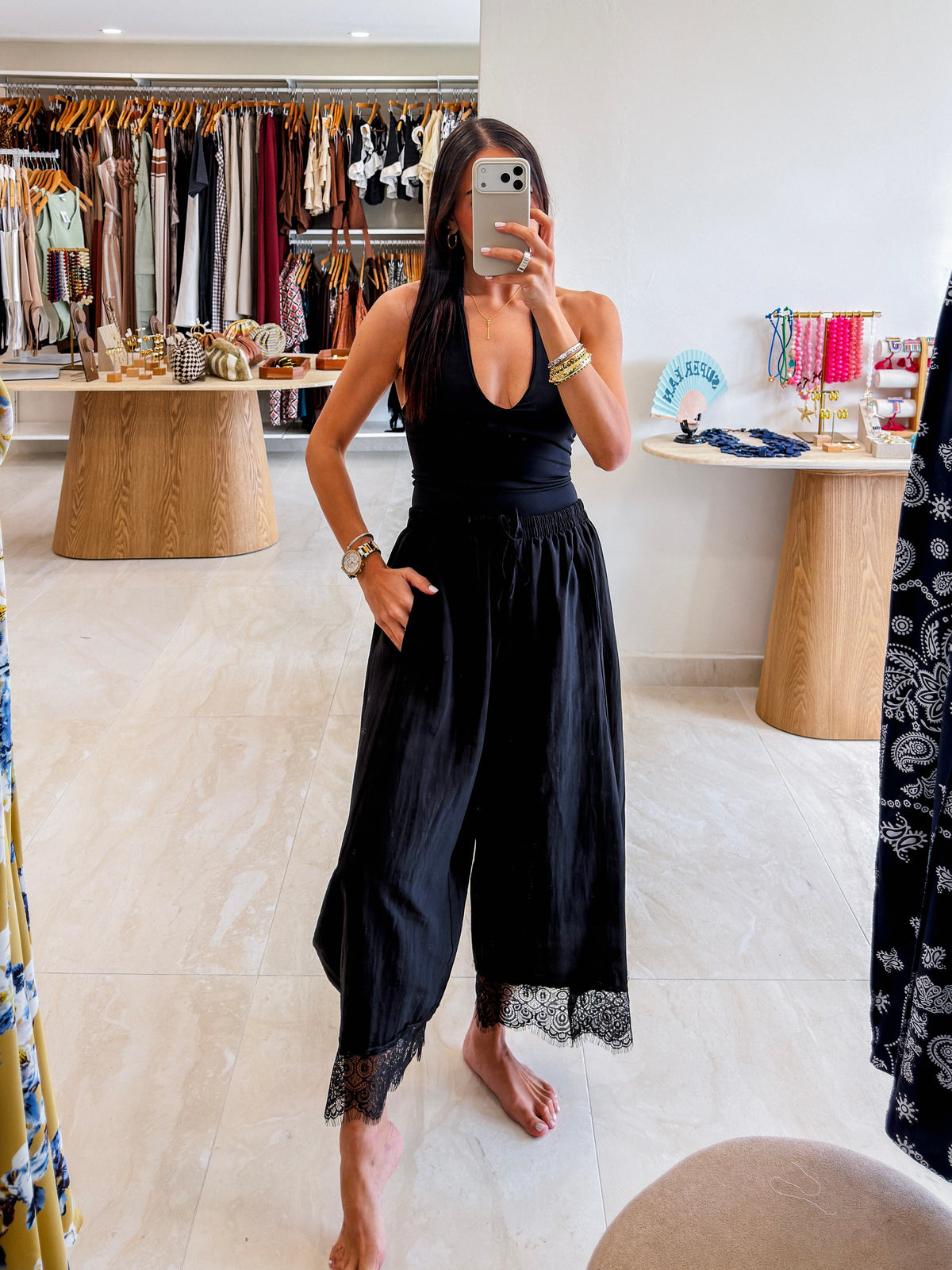 IRINA BLACK LACE TRIM BALLOON PANT