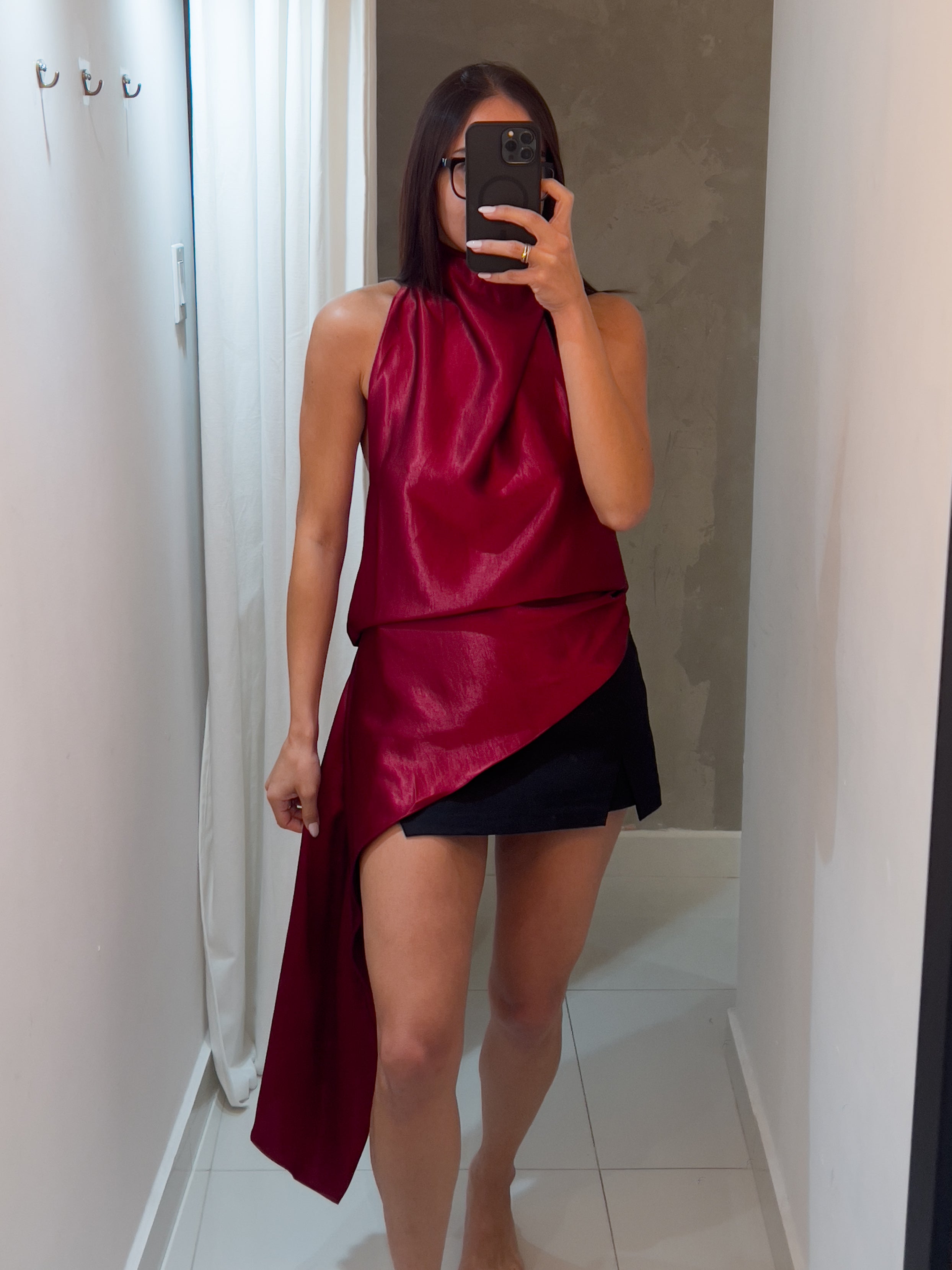 ATHINA TUNIC BLOUSE IN WINE RED