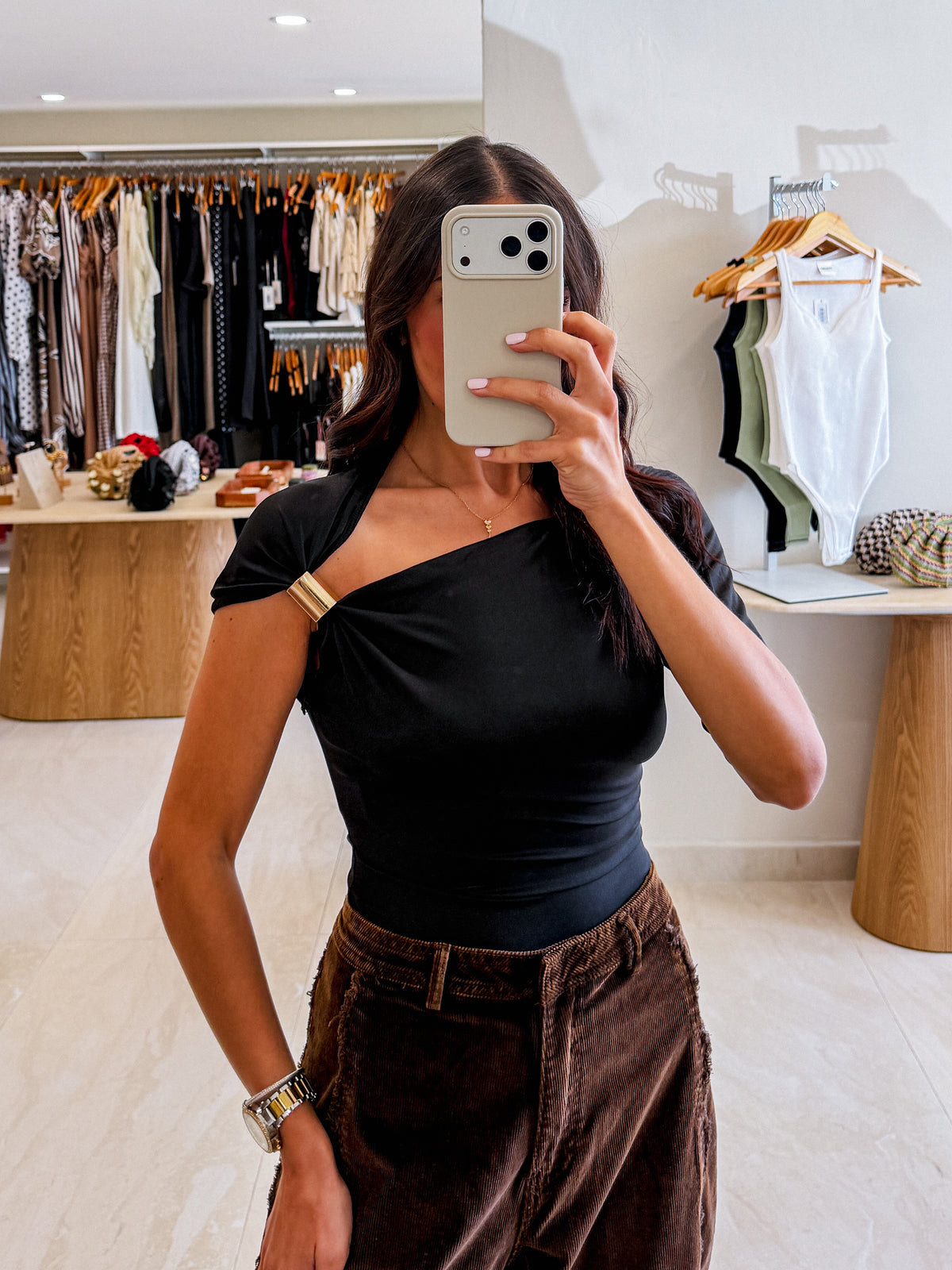 VIVIANE BLACK ASYMMETRICAL TOP