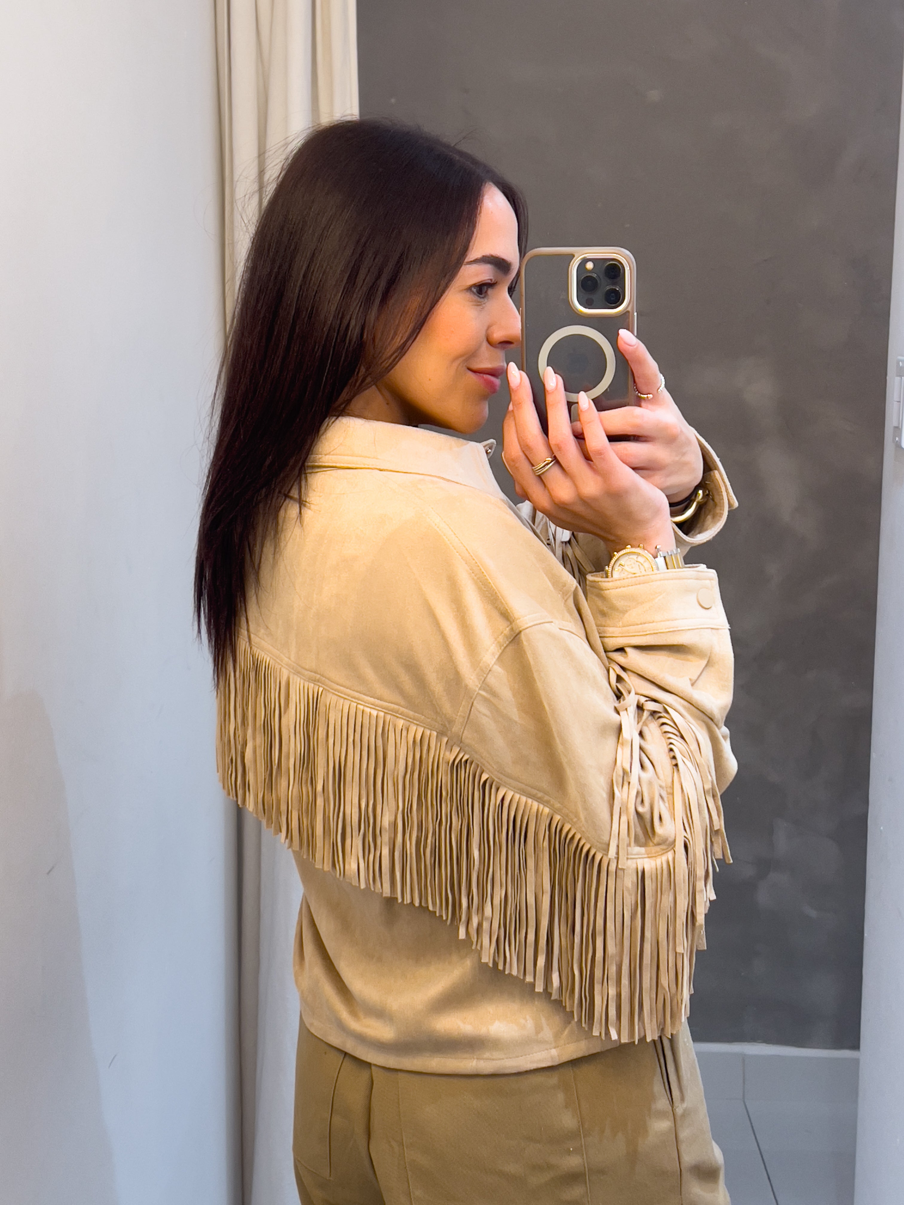 DOLLY NUDE FRINGE JACKET