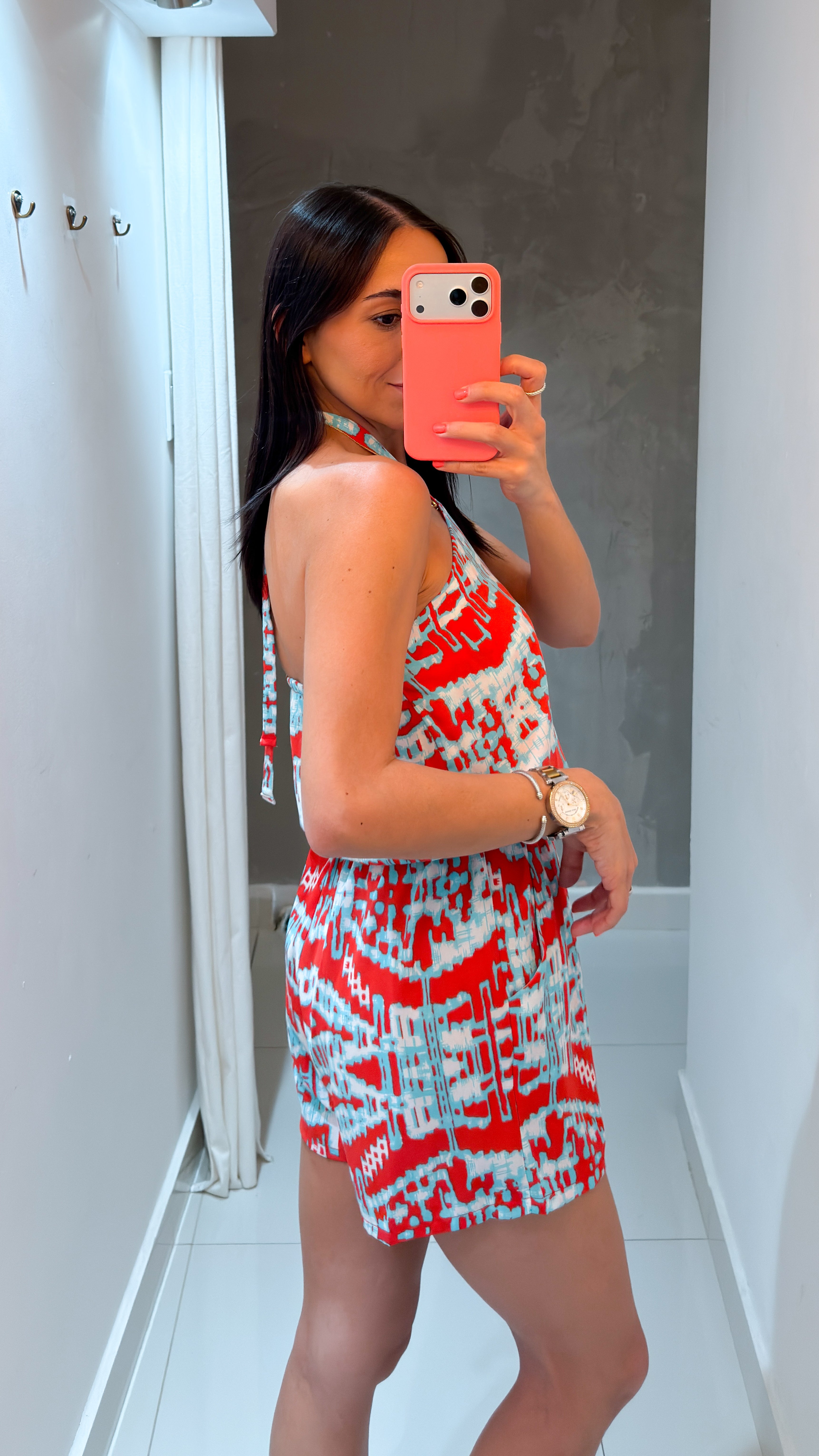 VIVIANNIE PRINTED HALTER ROMPER