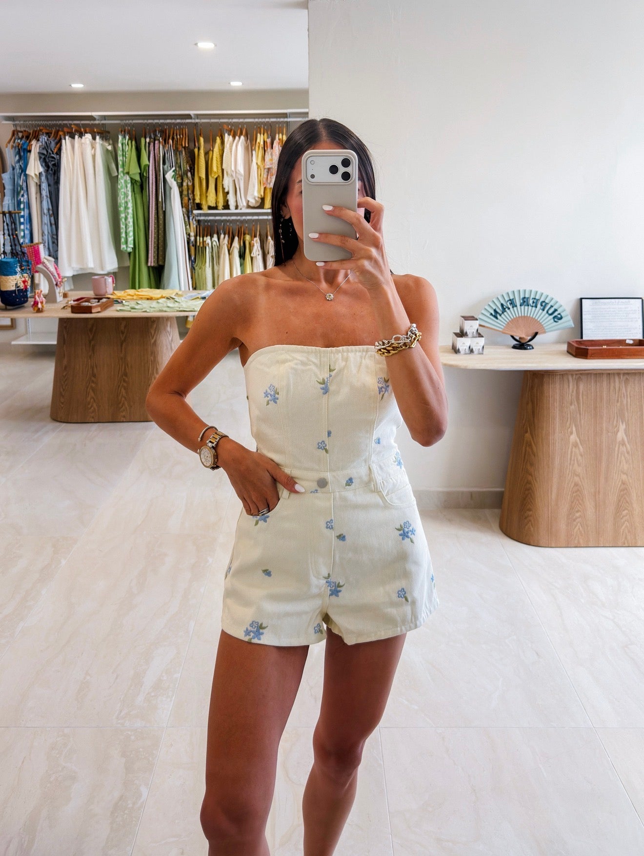 GIOVANNA FLORAL DENIM ROMPER