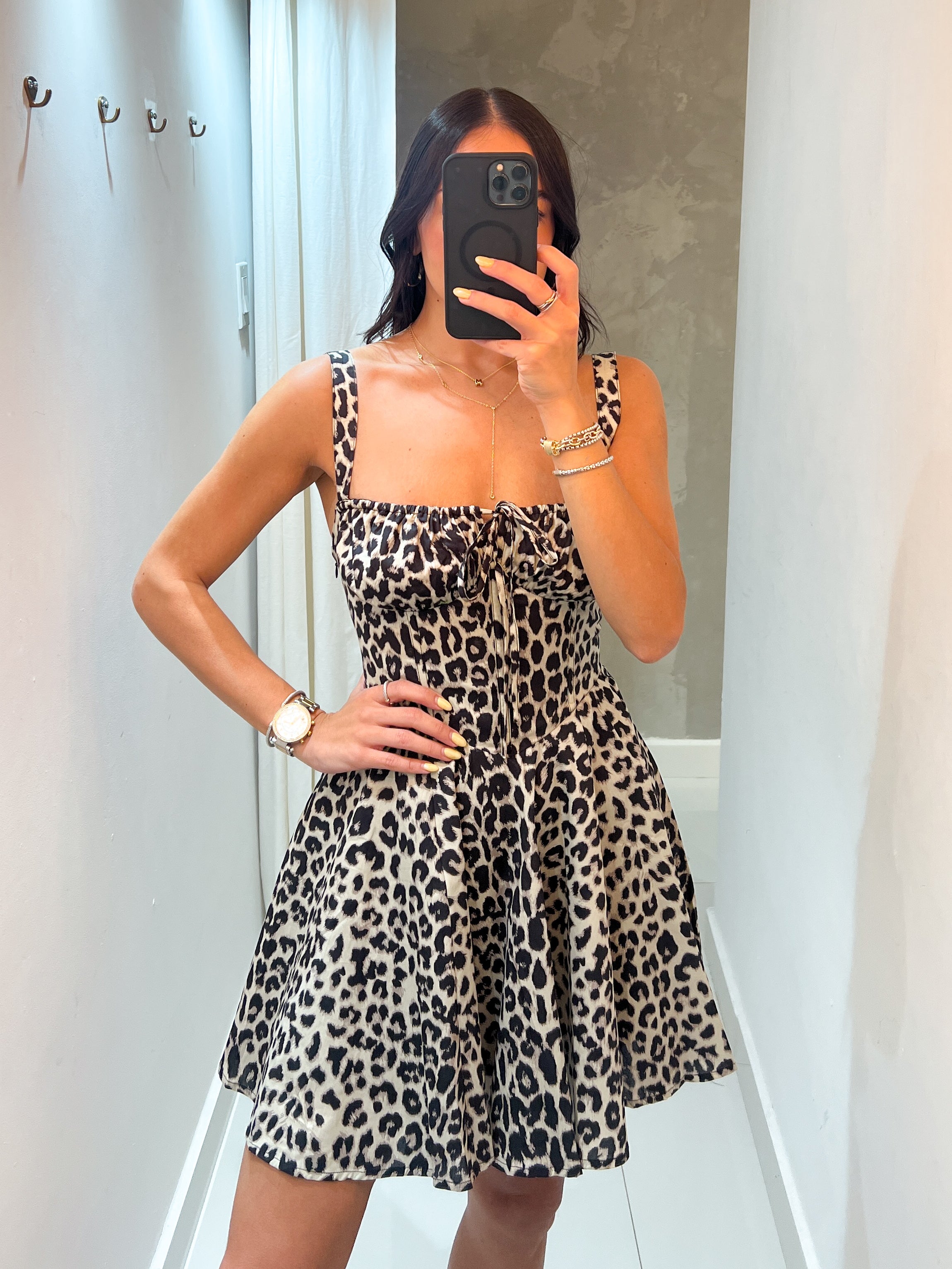 AMARA BUSTIER LEOPARD PRINT DRESS