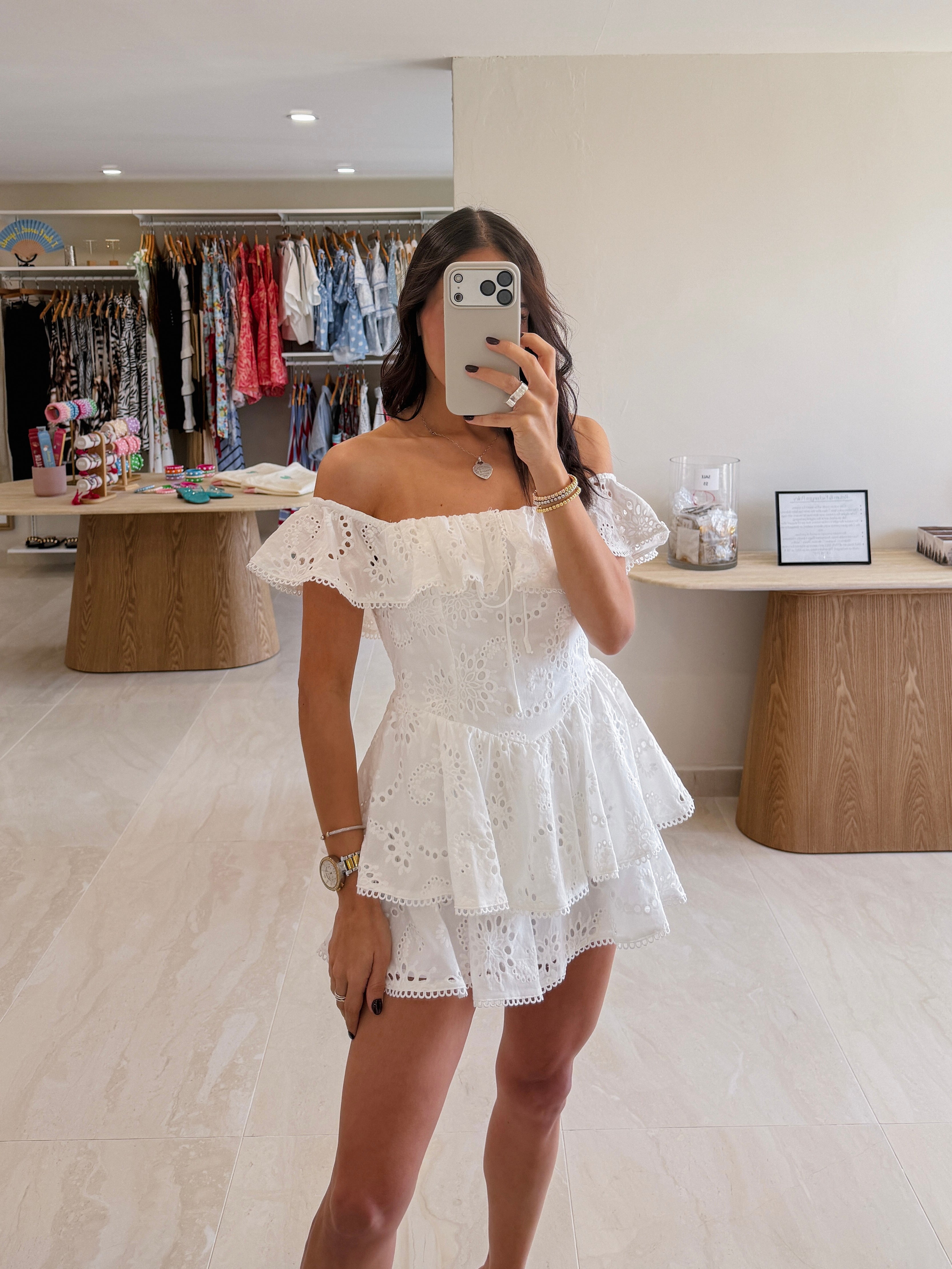 BLANCA EYELET TIERED ROMPER