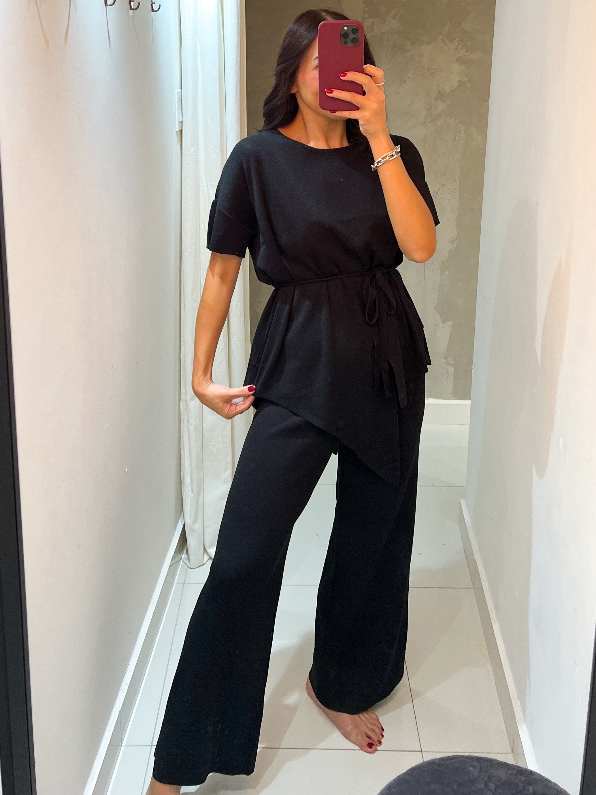ELLISS WAIST TIE TRAVEL SET IN BLACK