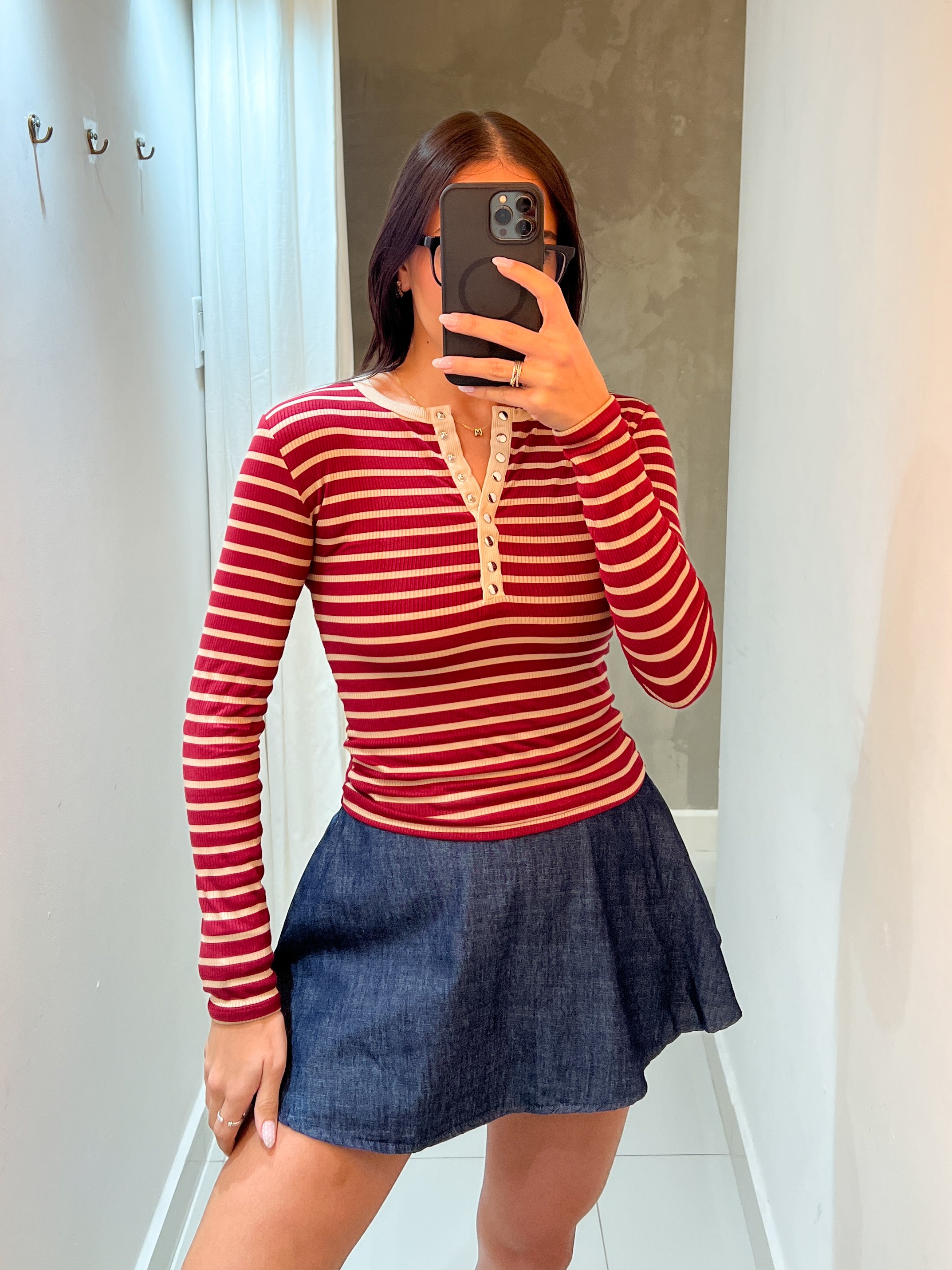 DANIELLE STRIPED KNIT TOP IN RED