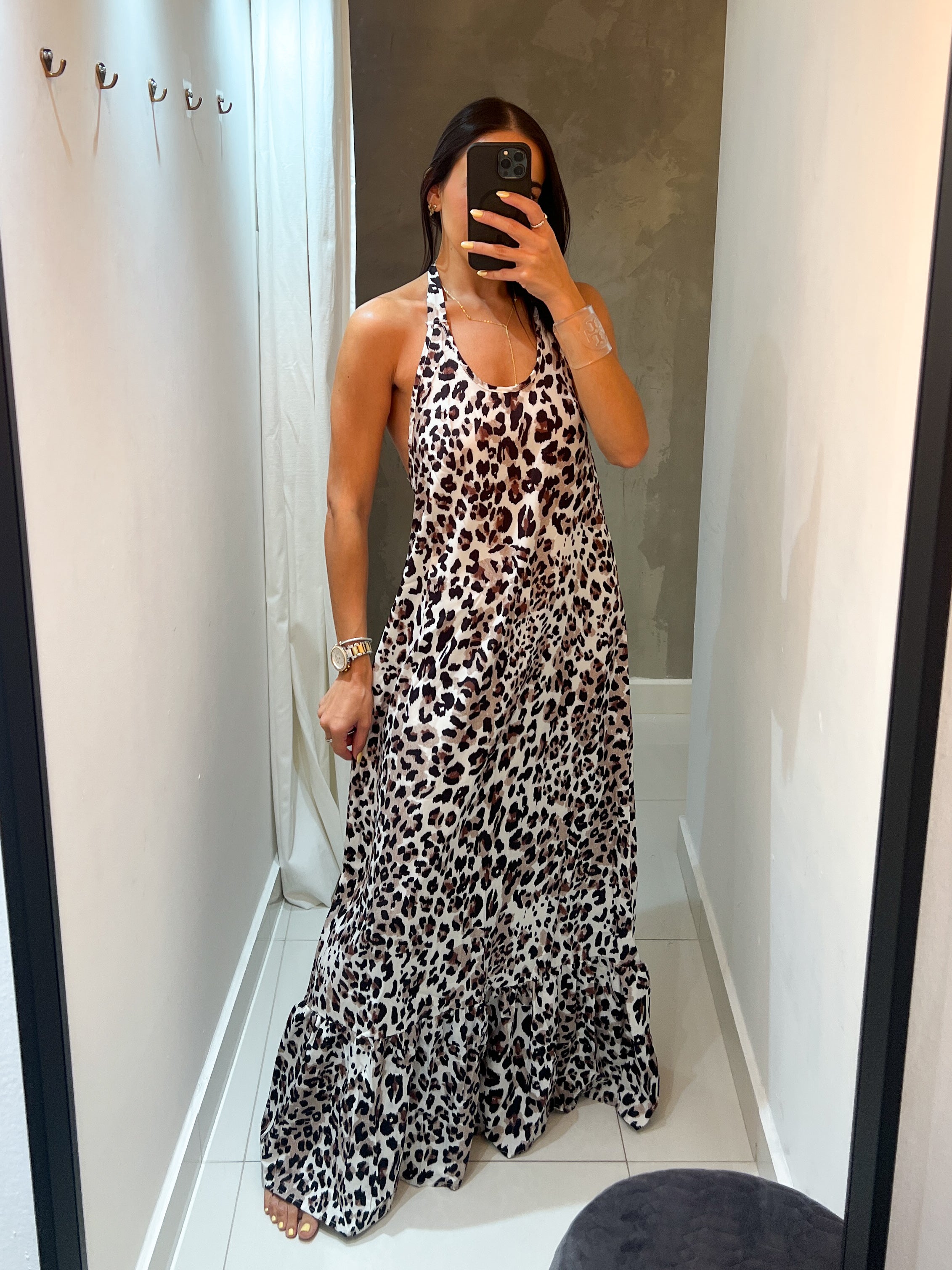 INA LOW BACK ANIMAL PRINT MAXI DRESS