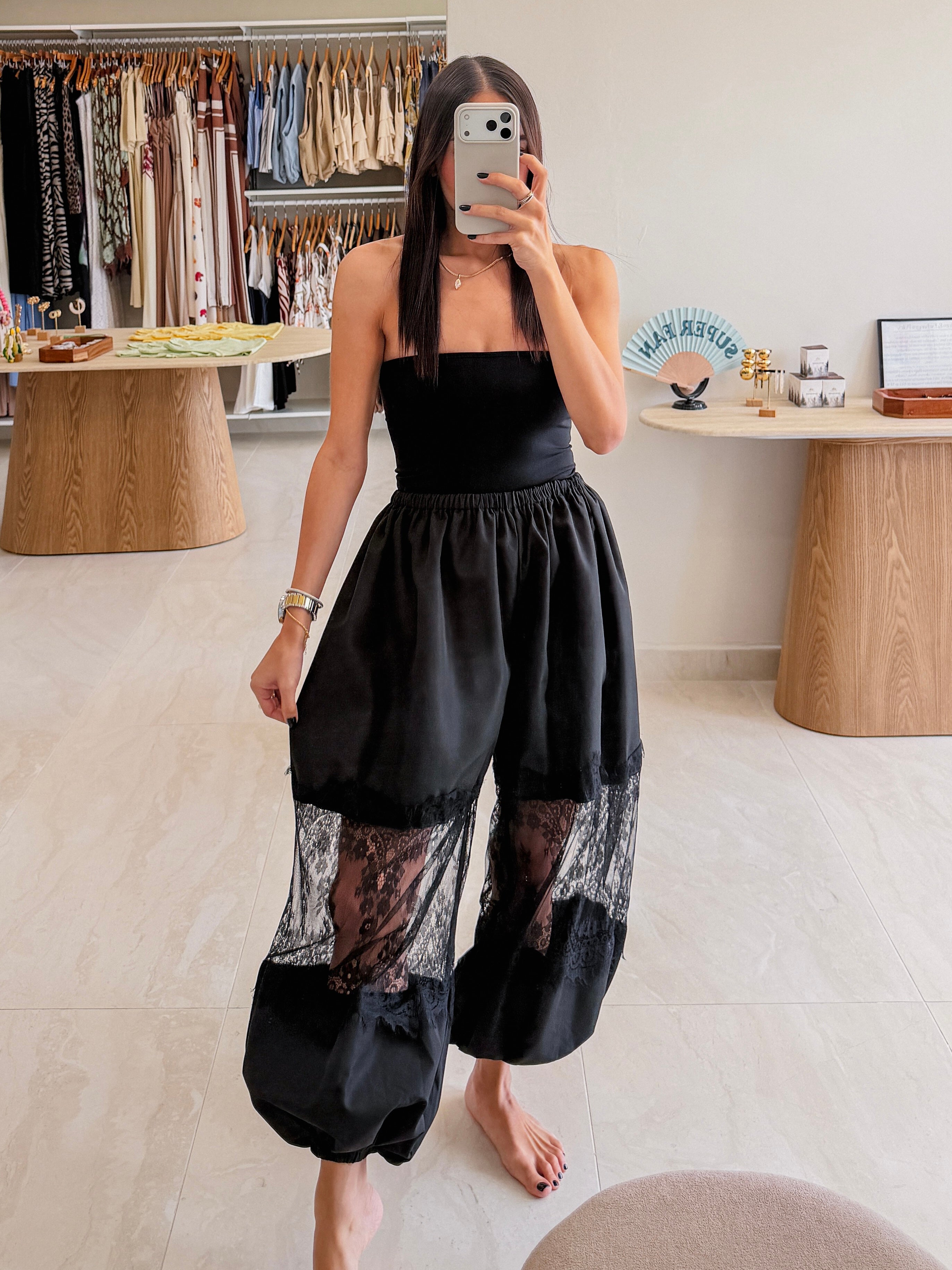 GEMMA LACE CONTRAST BALLOON JOGGER PANTS