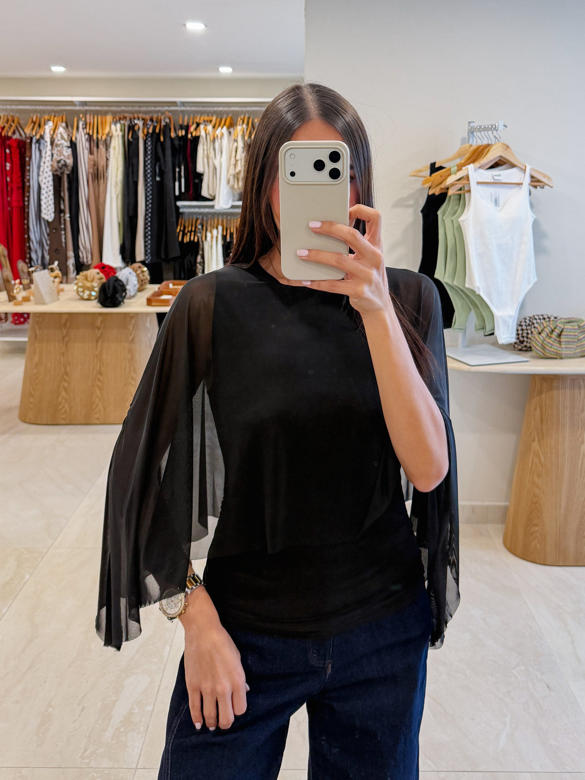 BELLA BLACK CAPE TOP