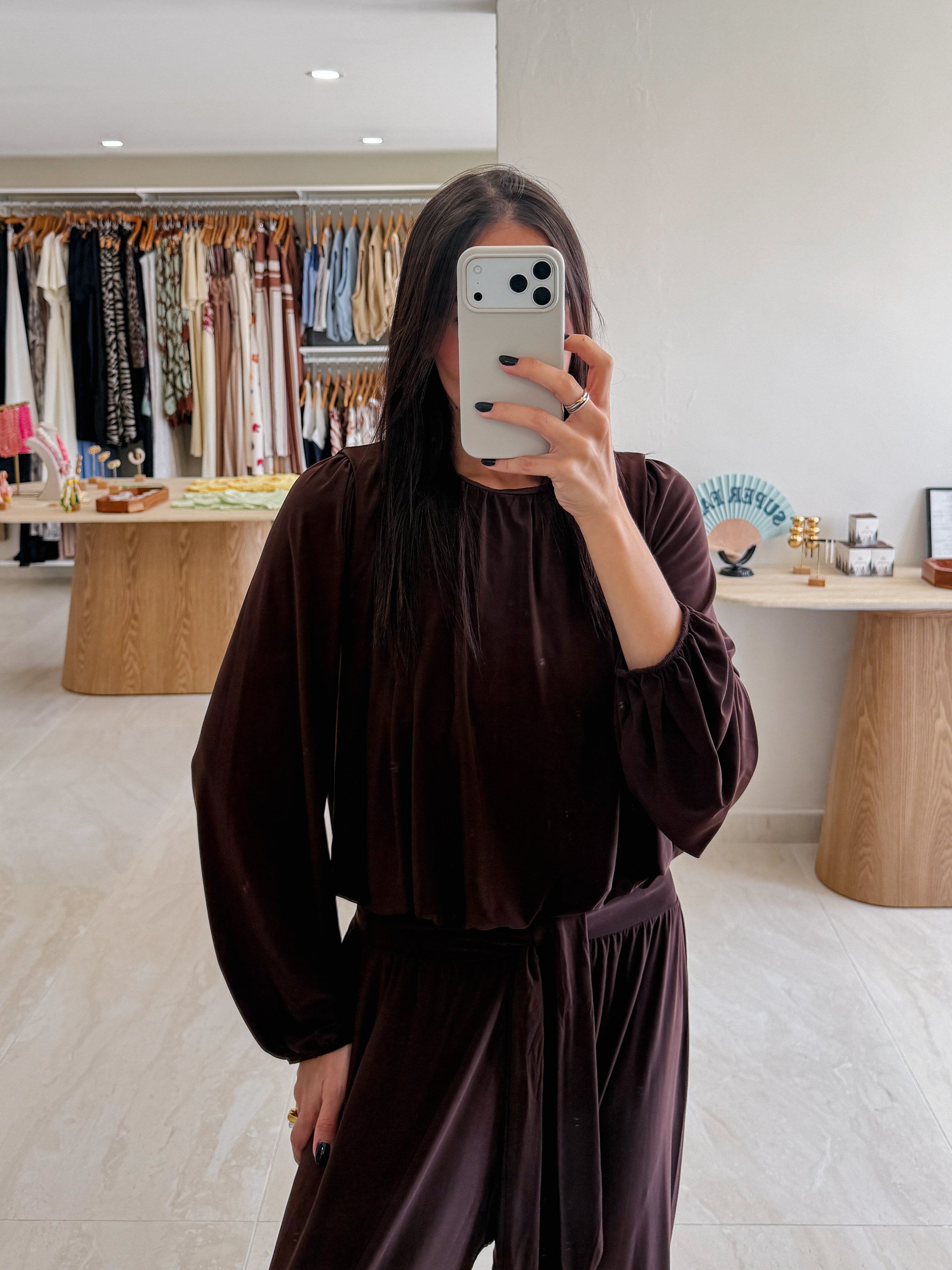 HARLOW DARK BROWN PANTS SET