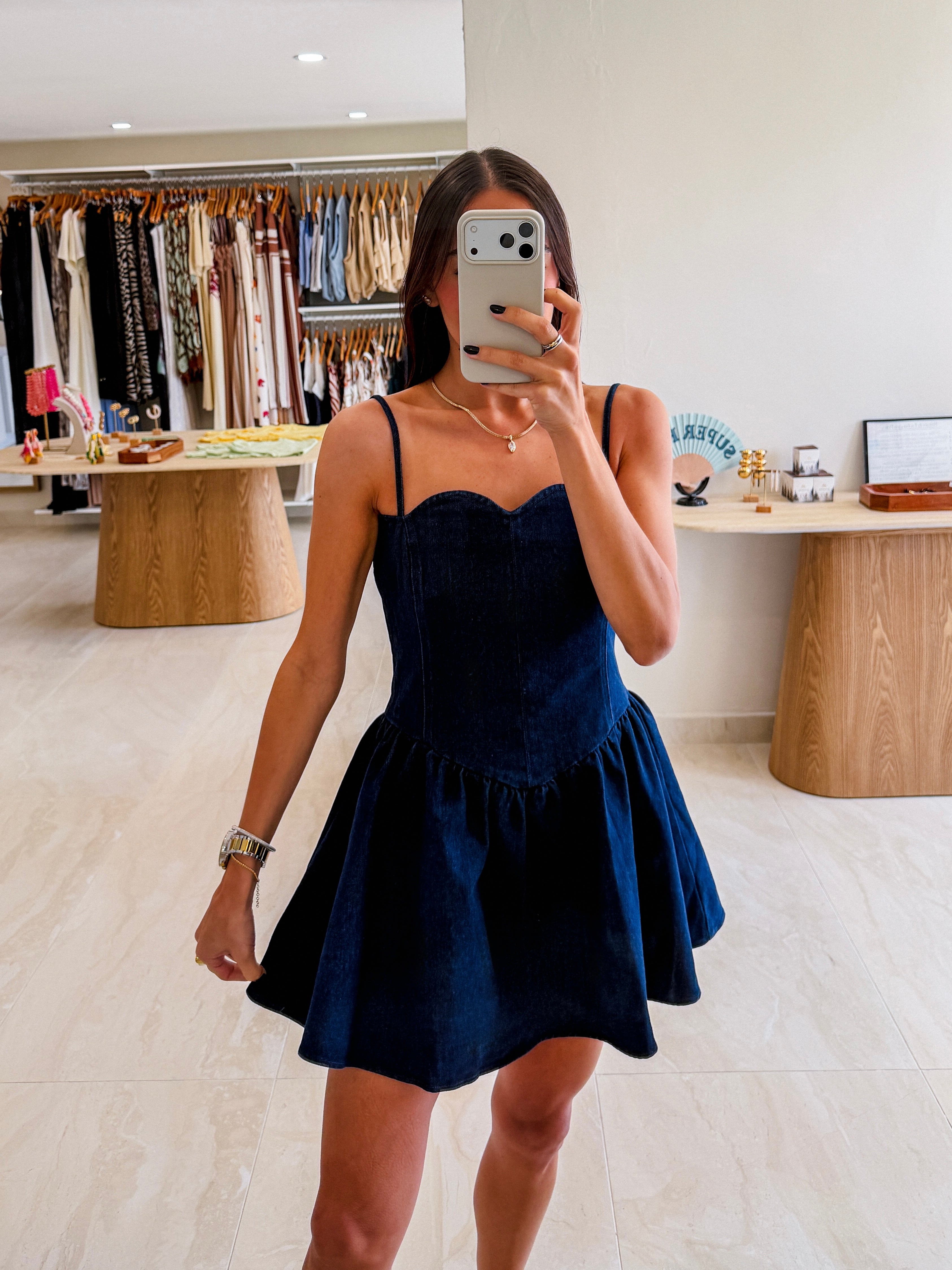ELLIE SCALLOPED DENIM DRESS