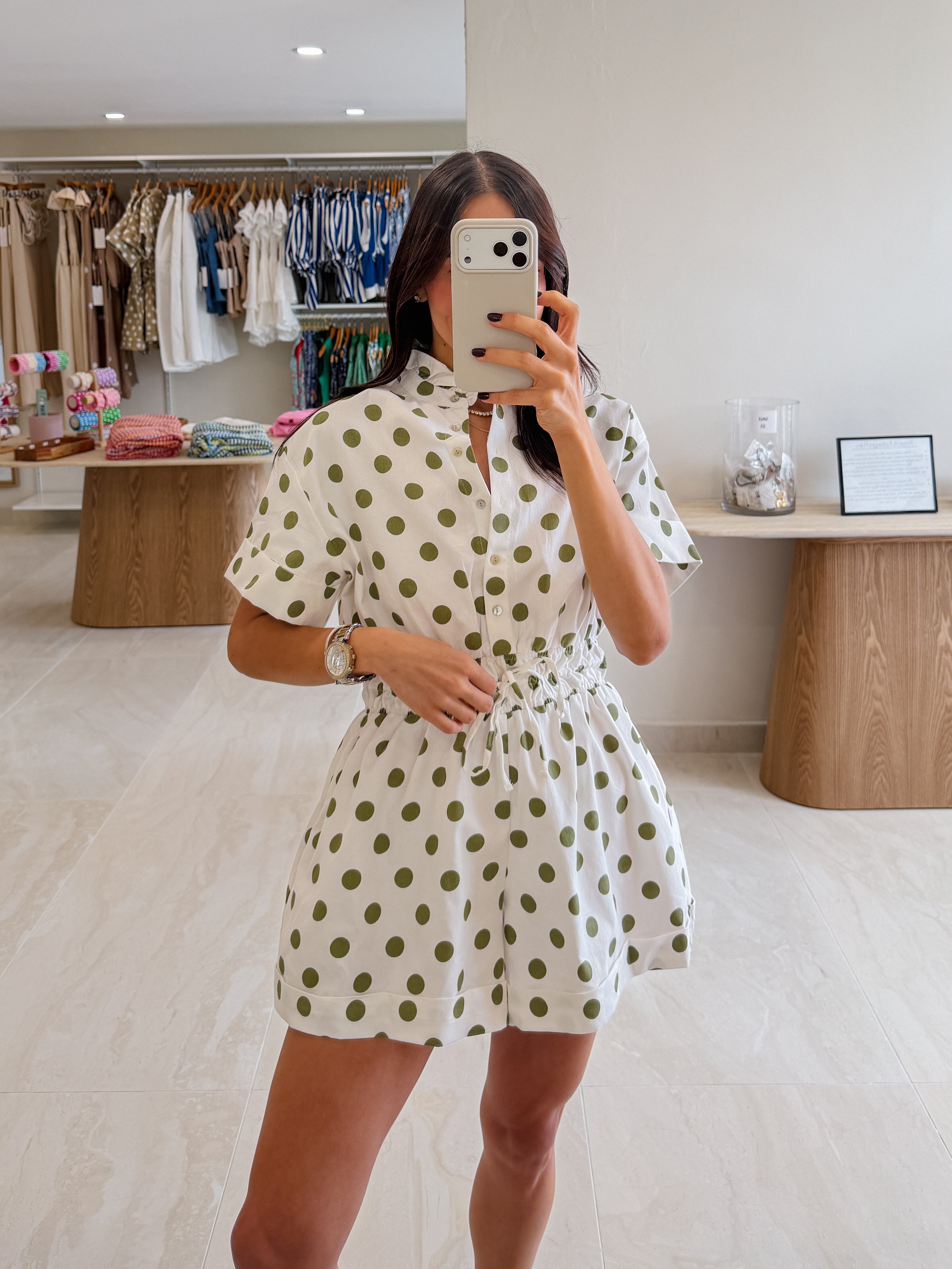 ALONDRA WHITE POLKA DOT ROMPER