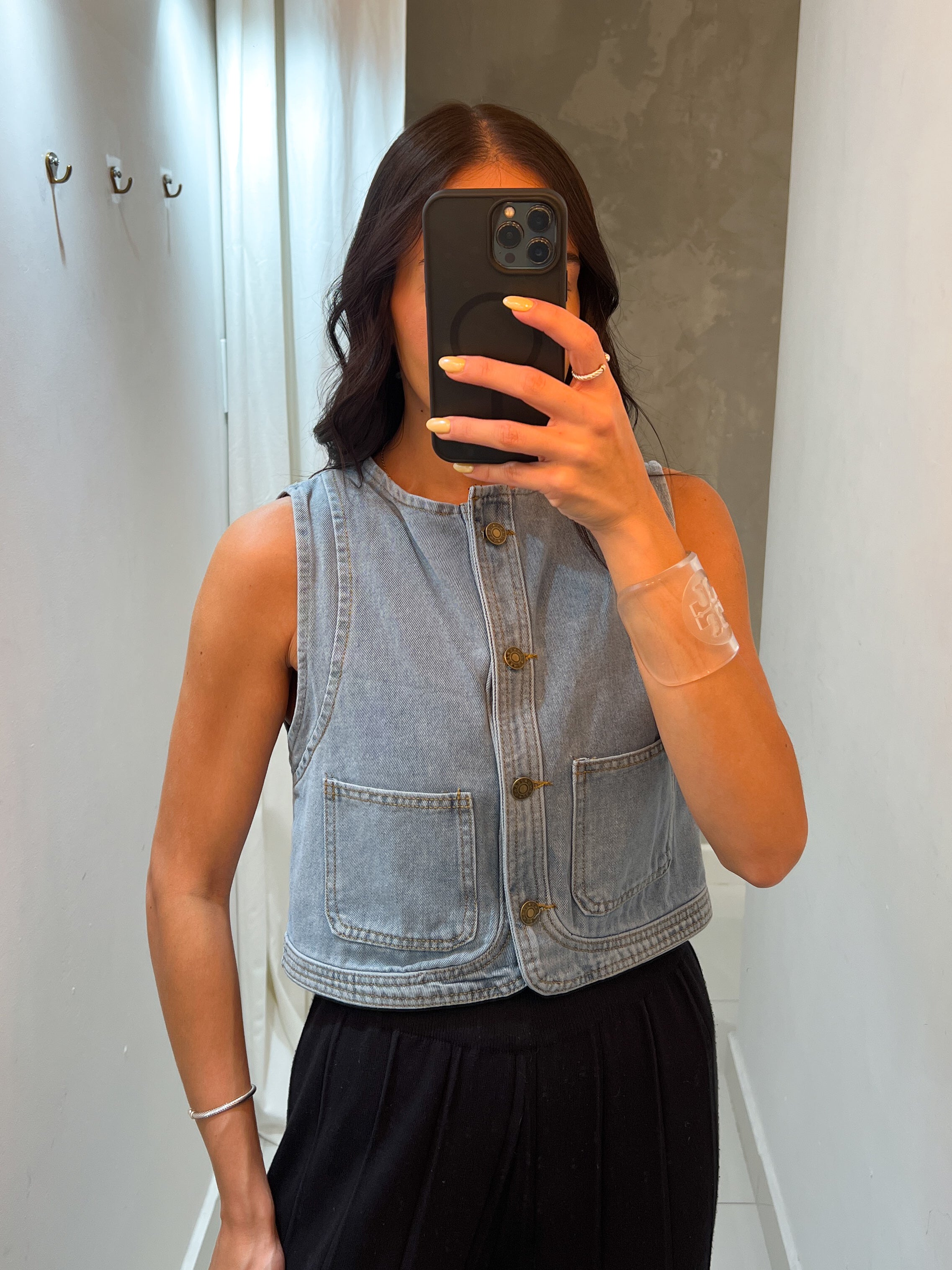 LAINE CROP DENIM VEST