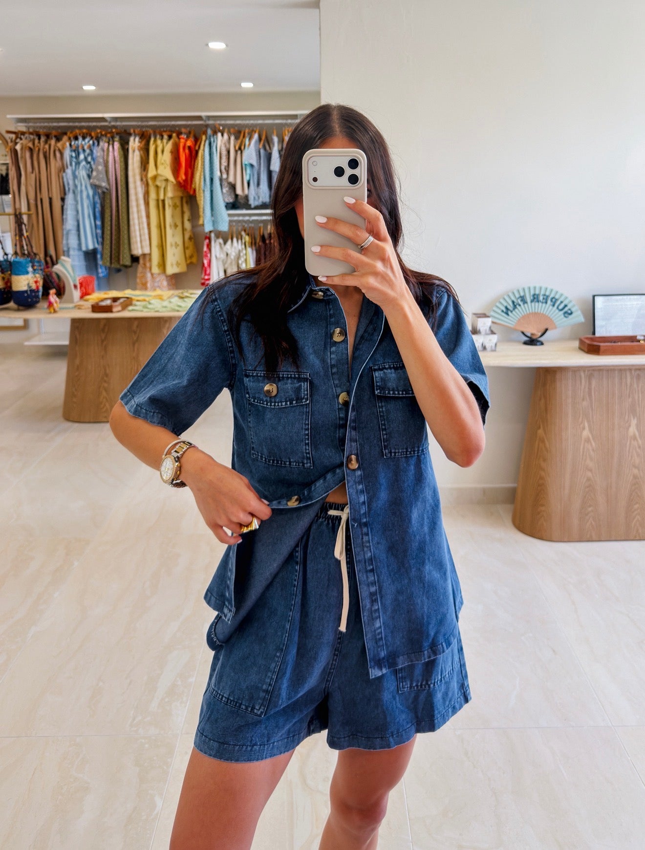 FARAH DENIM SHORTS SET