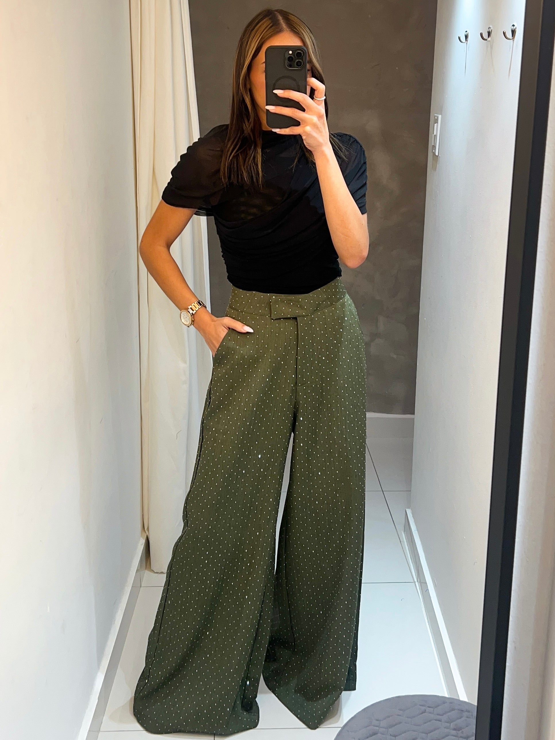 CLEO HIGH WAISTED SHIMMER PANTS