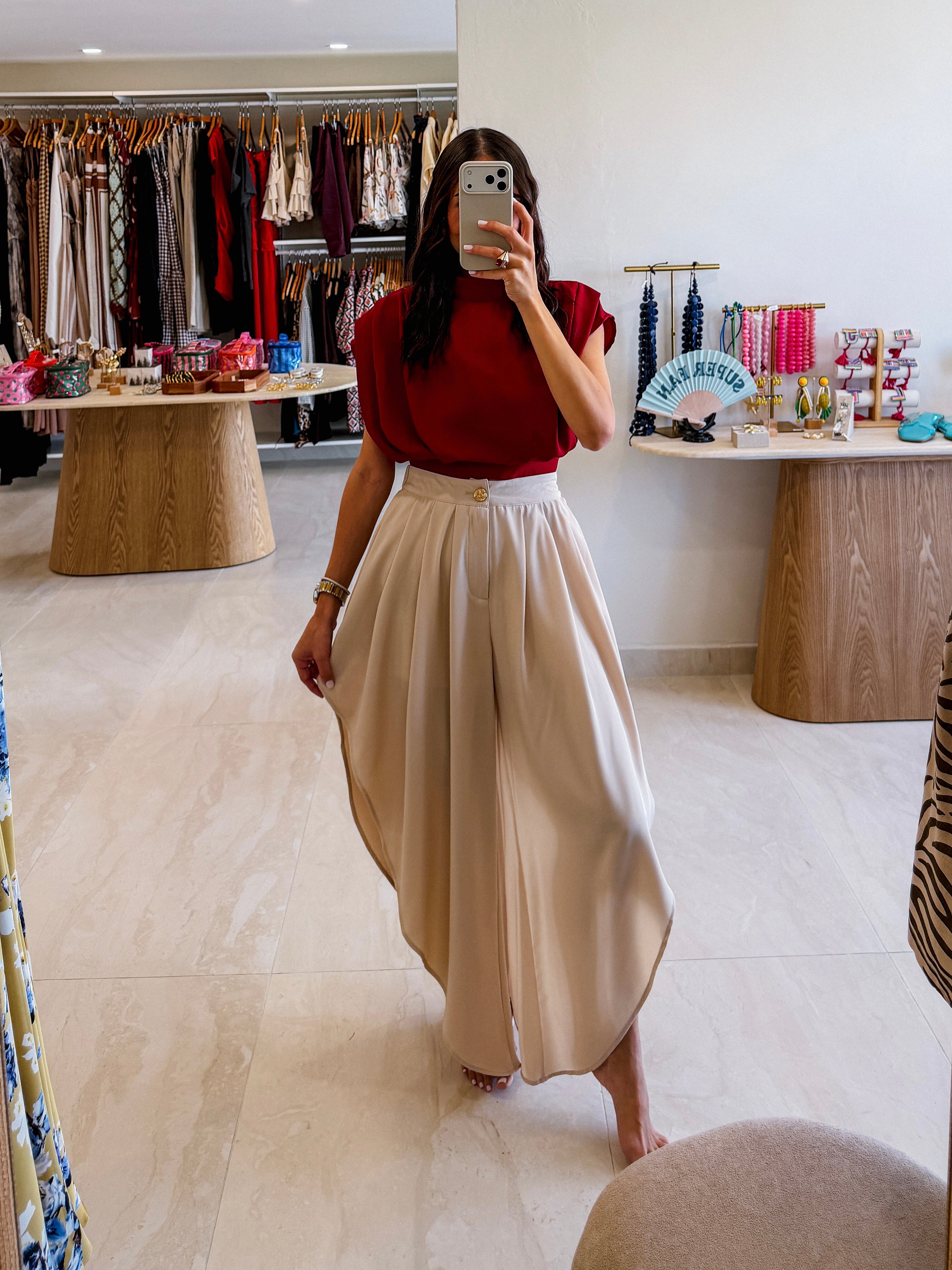 YAZ PLEATED FLARE PANTS