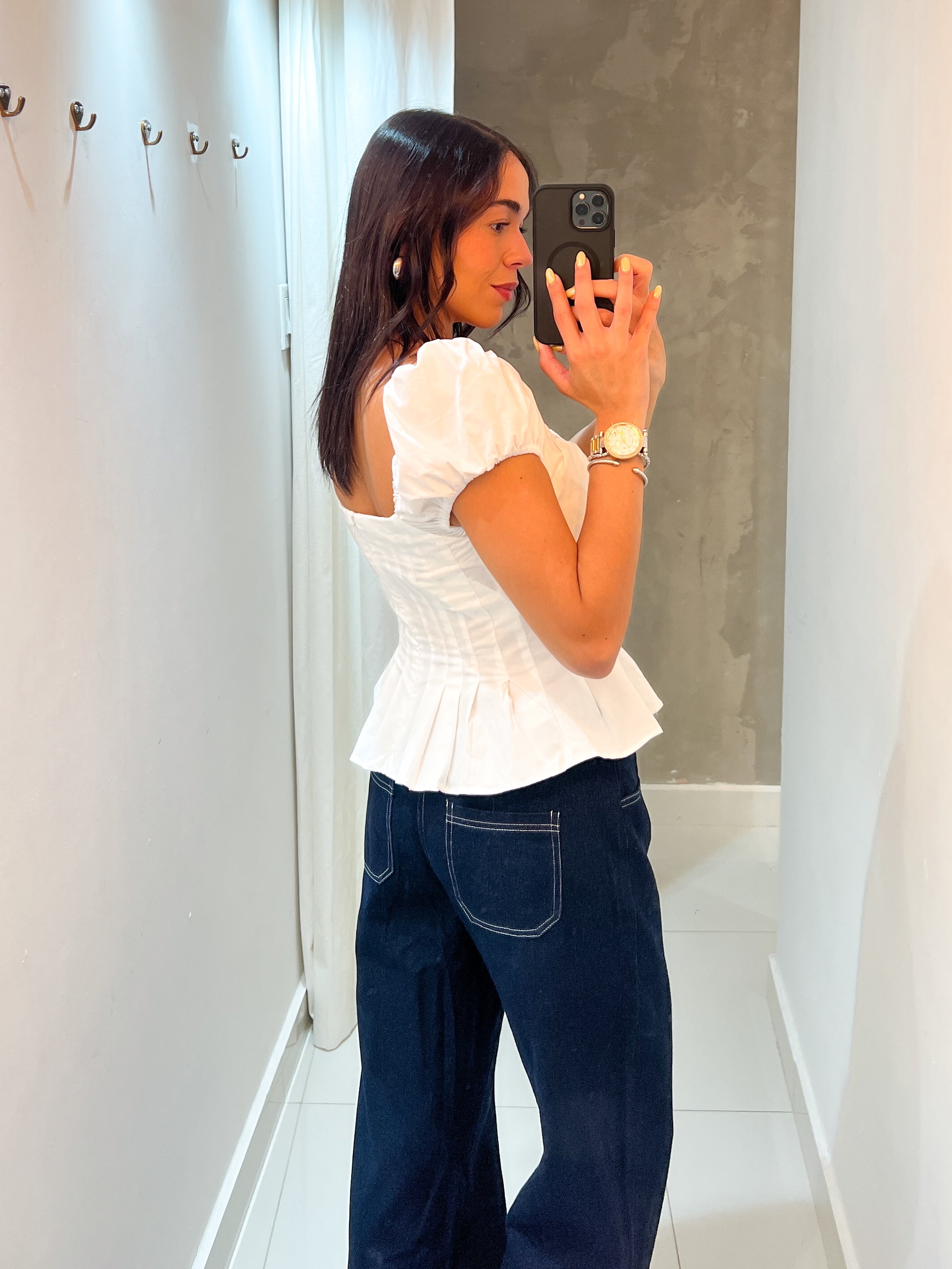 ILEANA SQUARE NECK WHITE BLOUSE