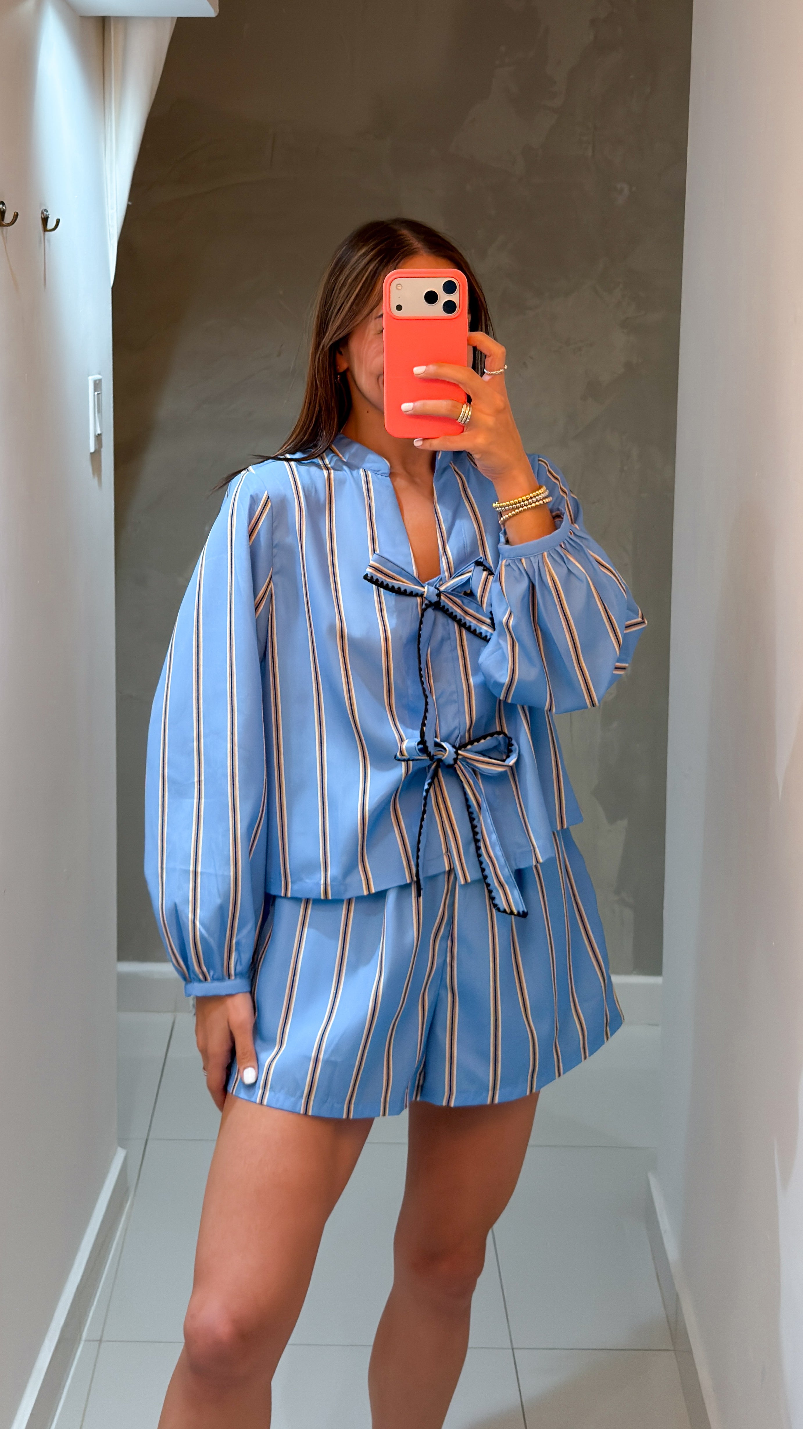 IZZIE STRIPED RIBBON SHORT SET