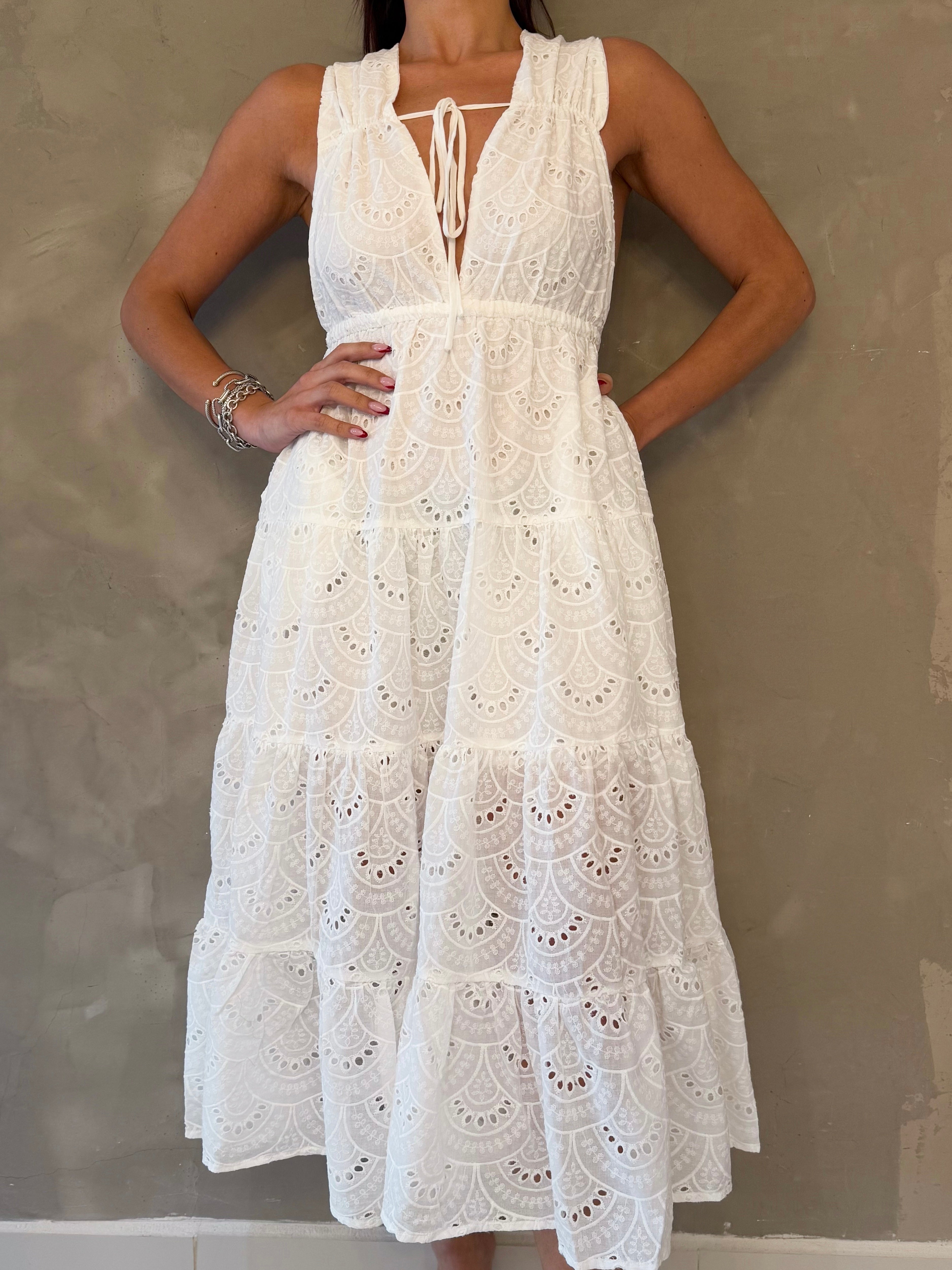 SAMANTHA WHITE EYELET DRESS