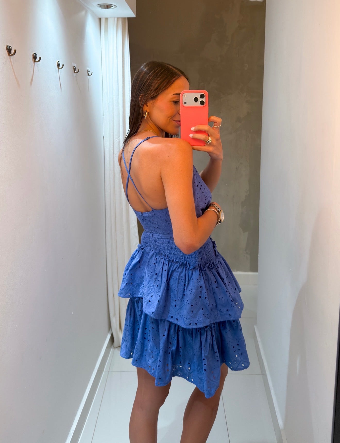 MARLEY EYELET RUFFLE MINI DRESS