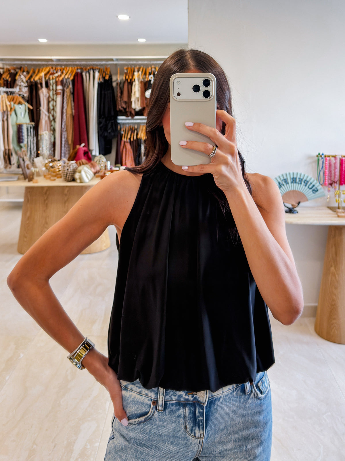 CRISTINA BUBBLE HEM BLOUSE