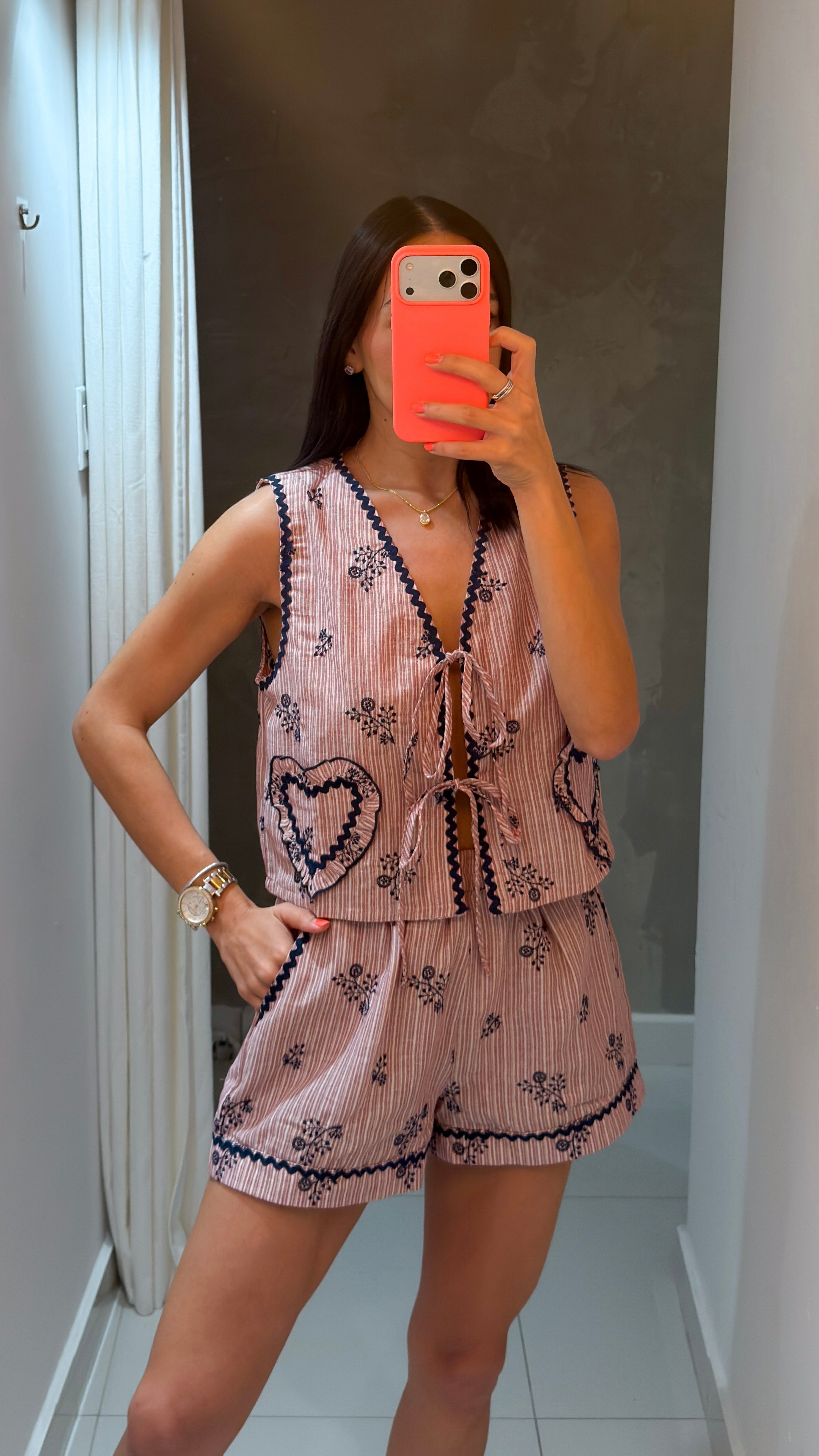 STELLA FLORAL EMBROIDERED SHORT SET