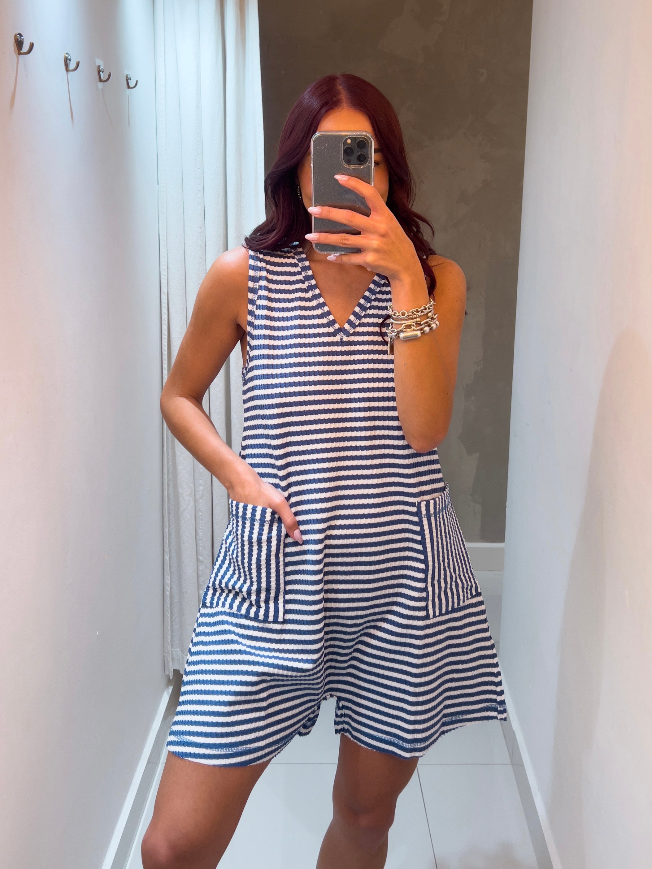 NAUTICA BLUE STRIPED ROMPER