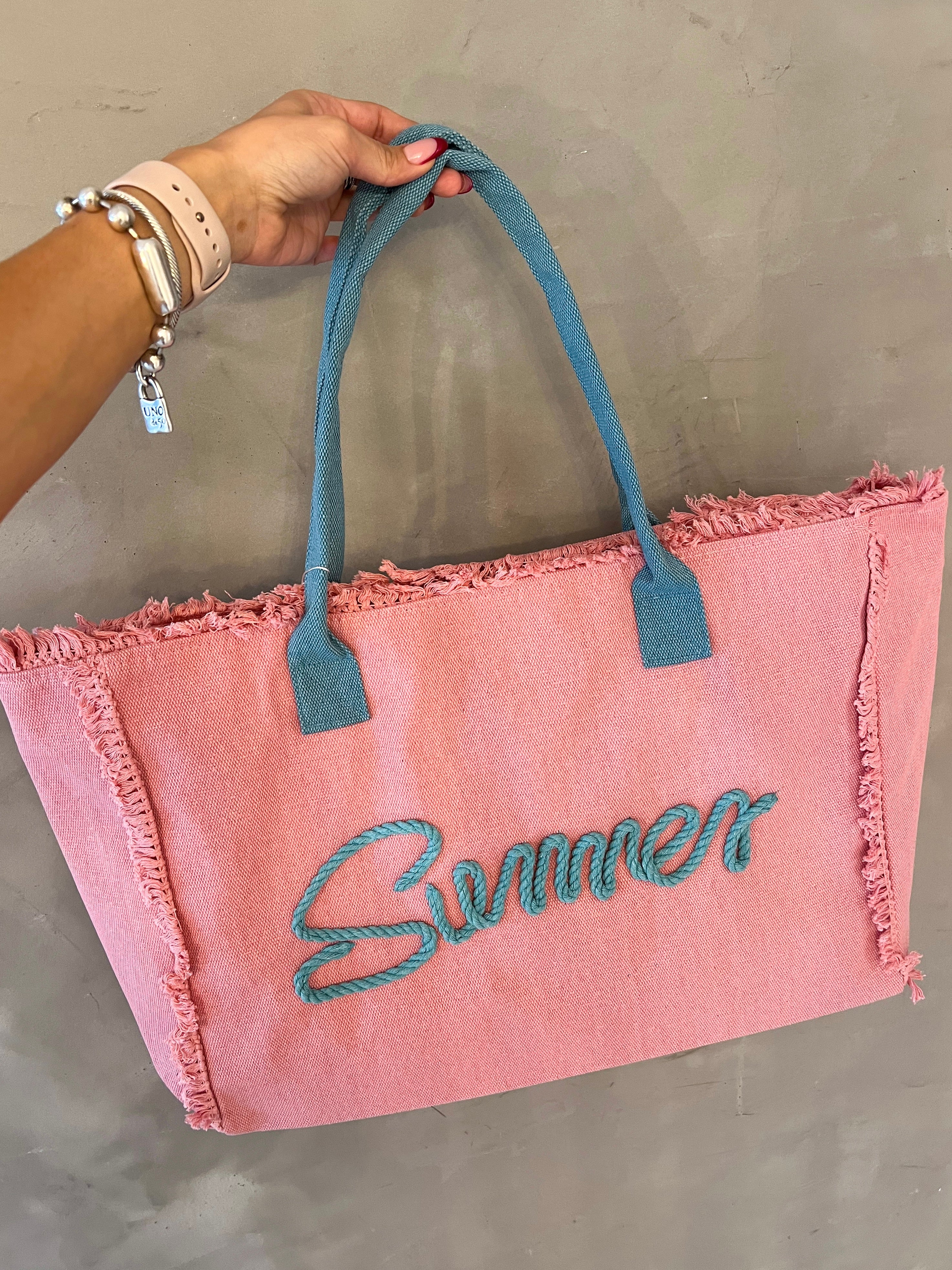 SUMMER PINK & BLUE TOTE BAG