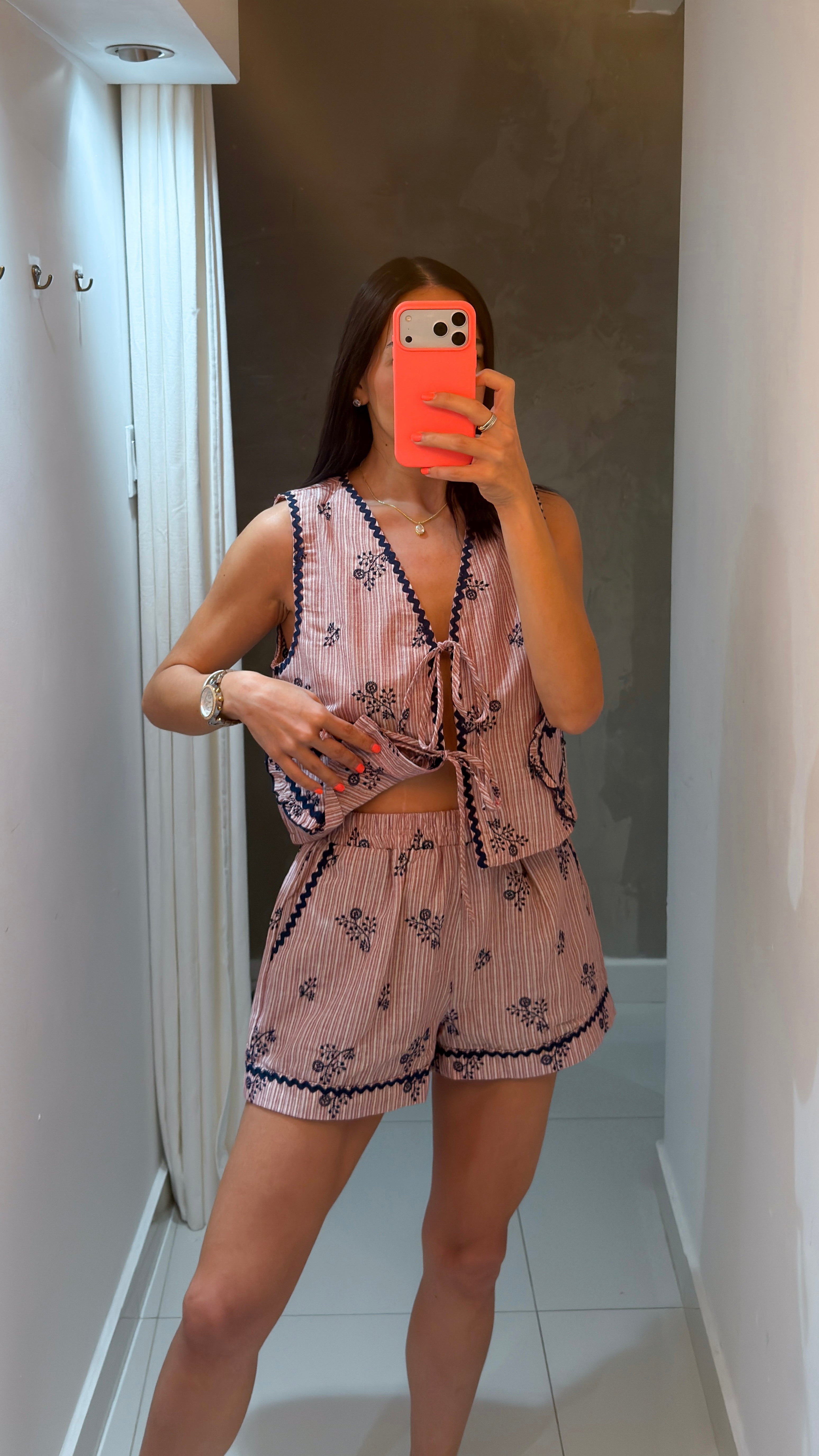 STELLA FLORAL EMBROIDERED SHORT SET