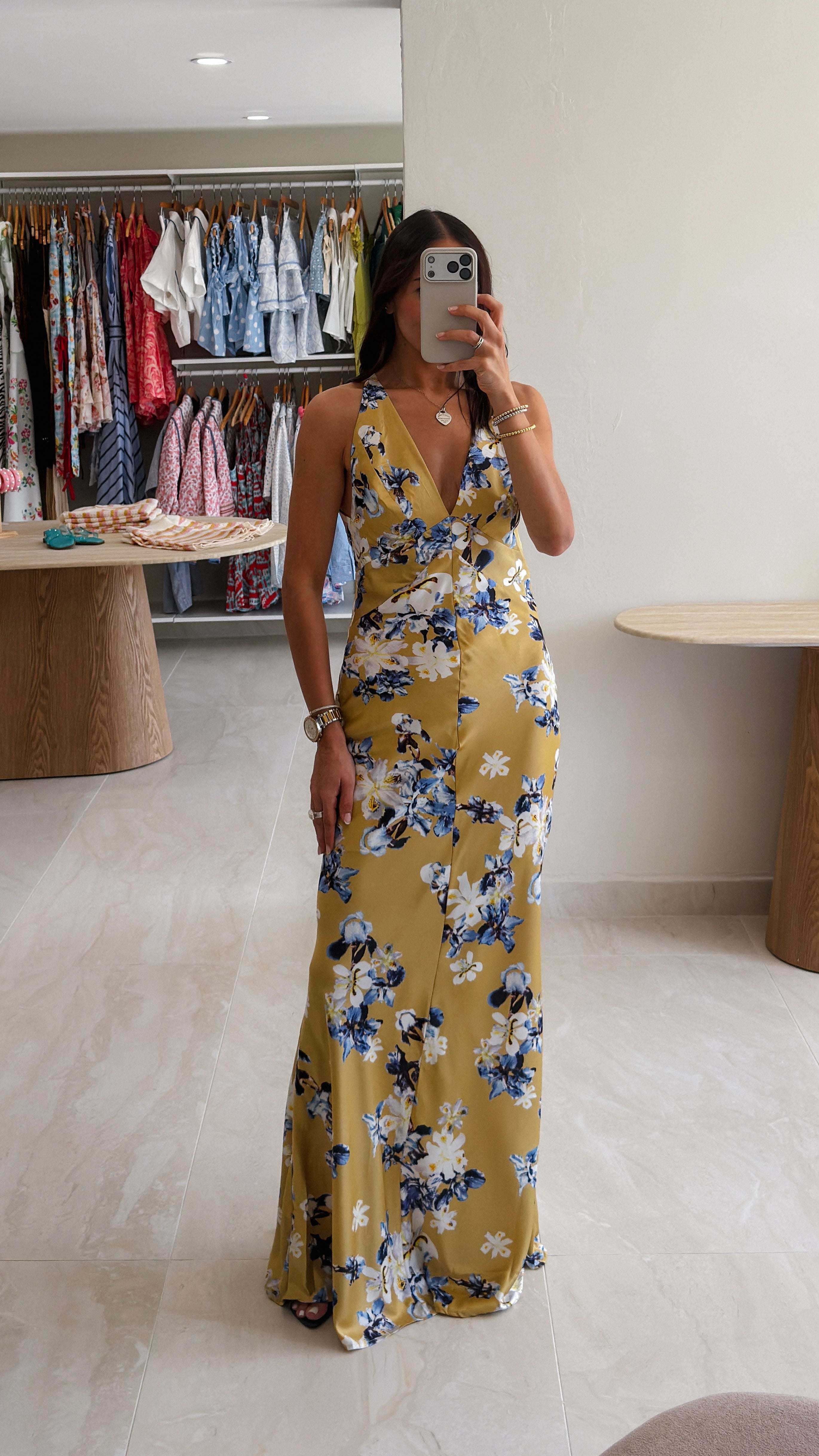 BRIDGETTE FLORAL SATIN GOWN