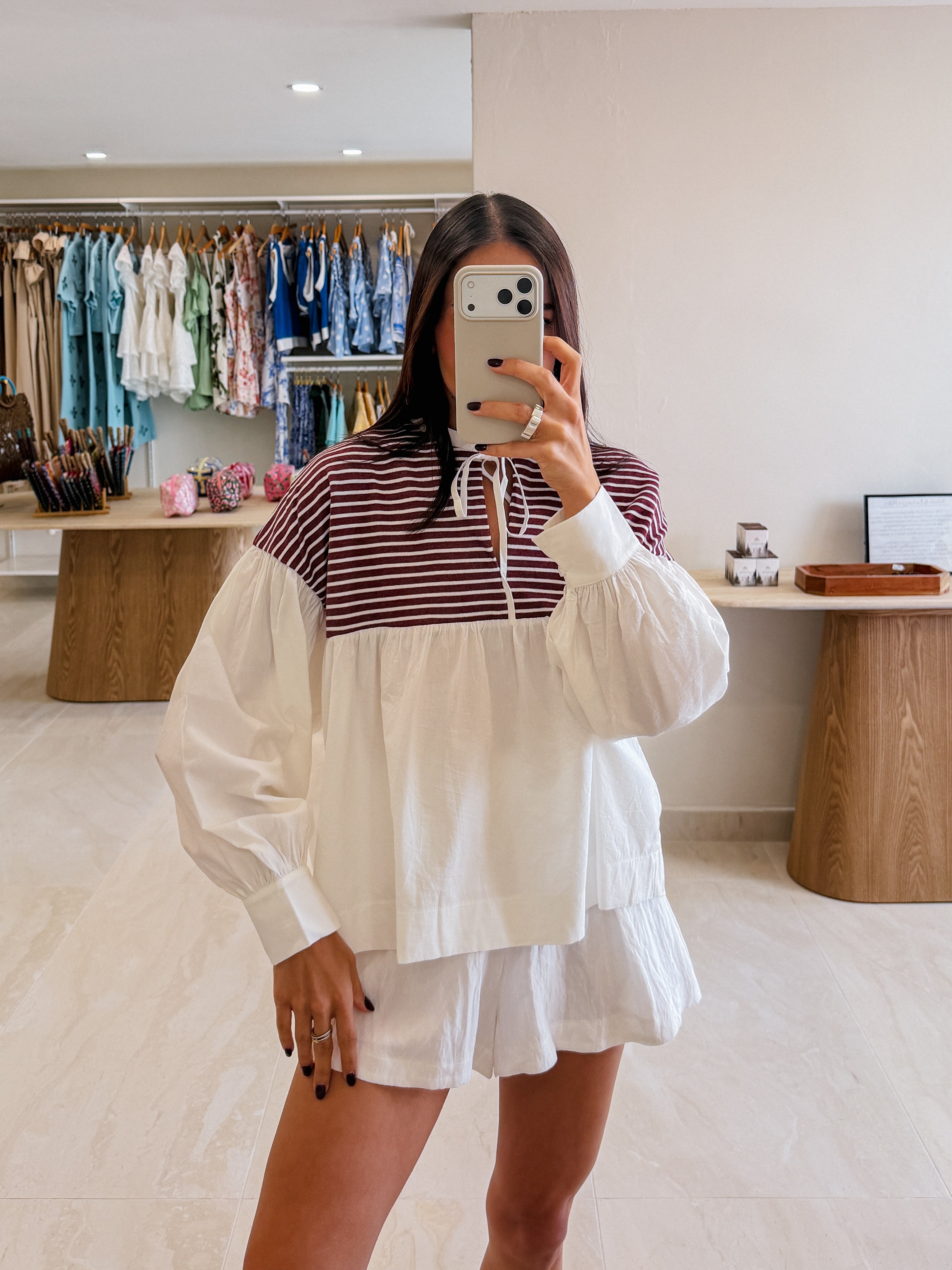 ELLIE YORK DETAIL LONG SLEEVE TOP IN BURGUNDY