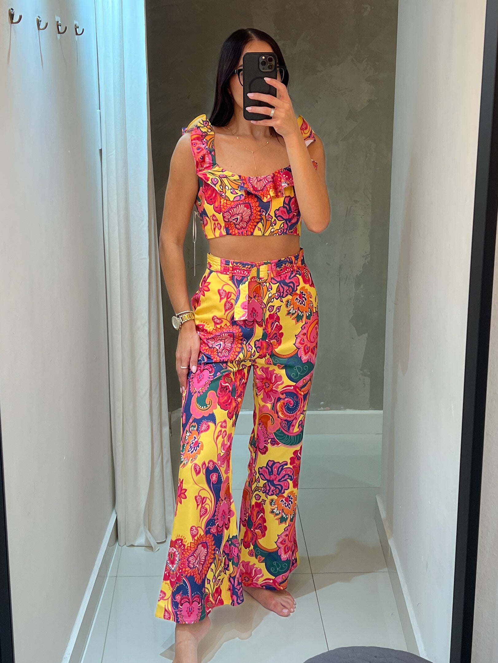 CASSANDRA FLOWER PRINT PANTS SET