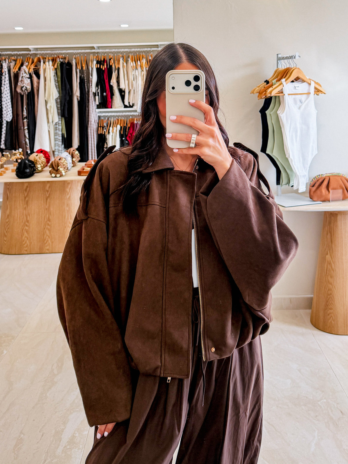 IRINA BROWN SUEDE JACKET